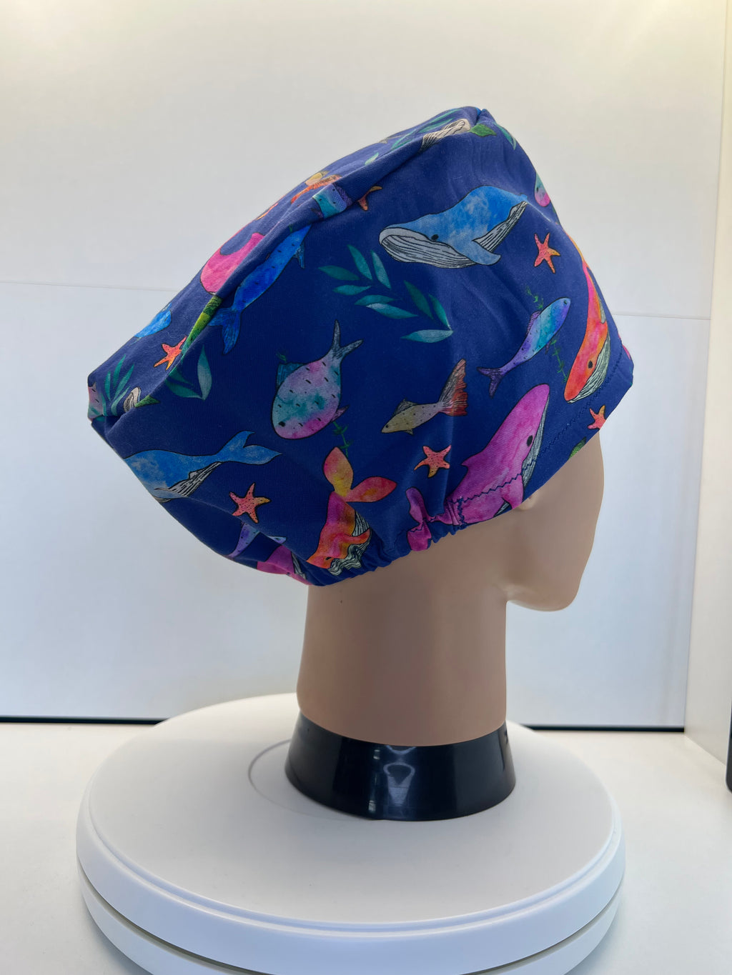 Whale Song 100% Cotton Scrub Cap/Theatre Hat - Optional Satin Lining