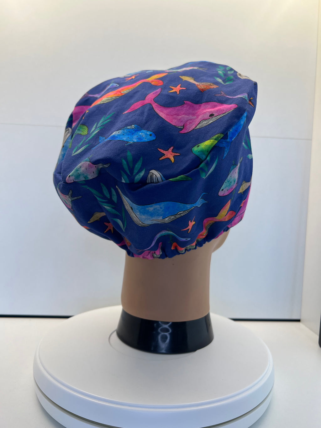 Whale Song 100% Cotton Scrub Cap/Theatre Hat - Optional Satin Lining