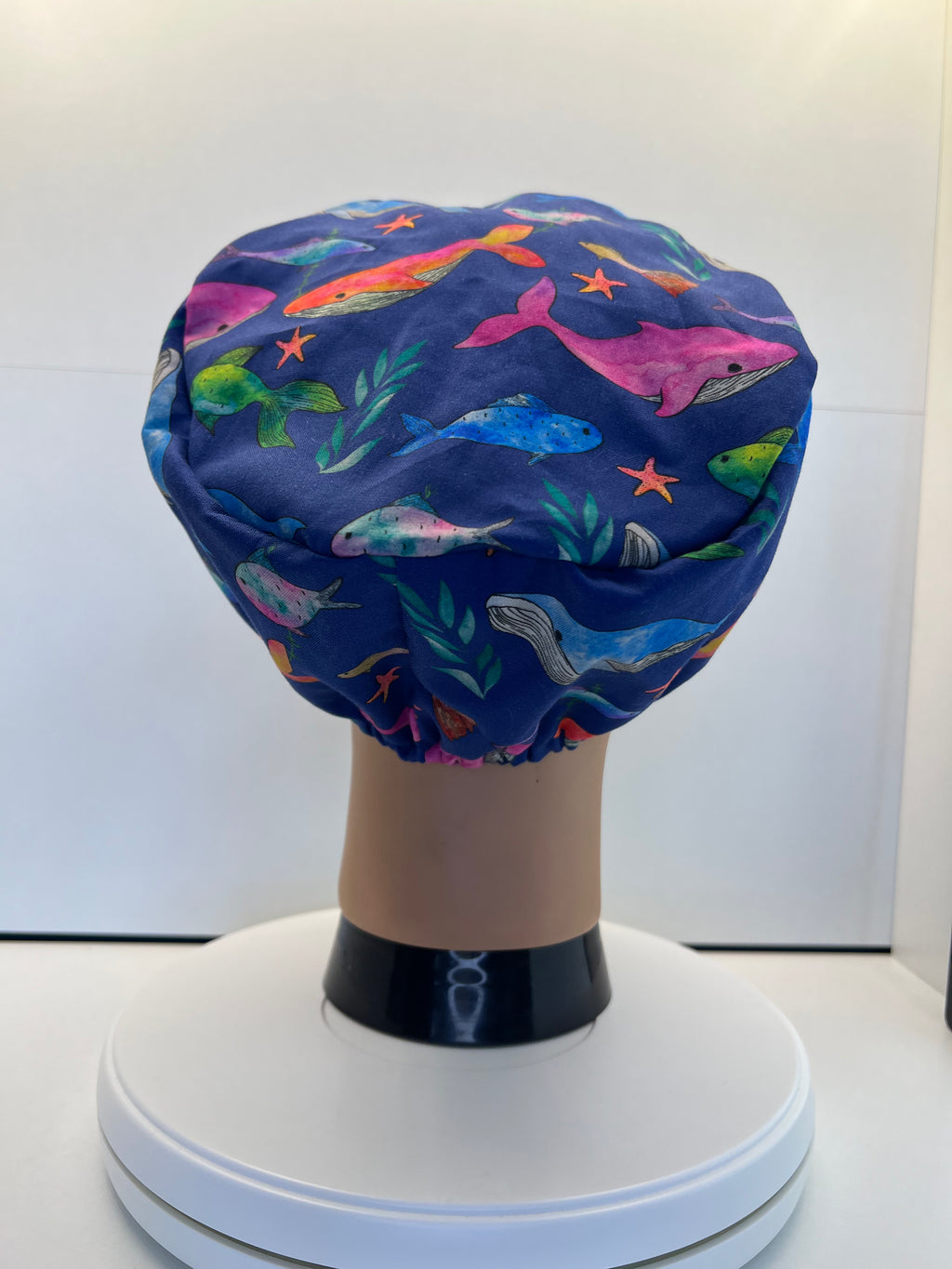 Whale Song 100% Cotton Scrub Cap/Theatre Hat - Optional Satin Lining