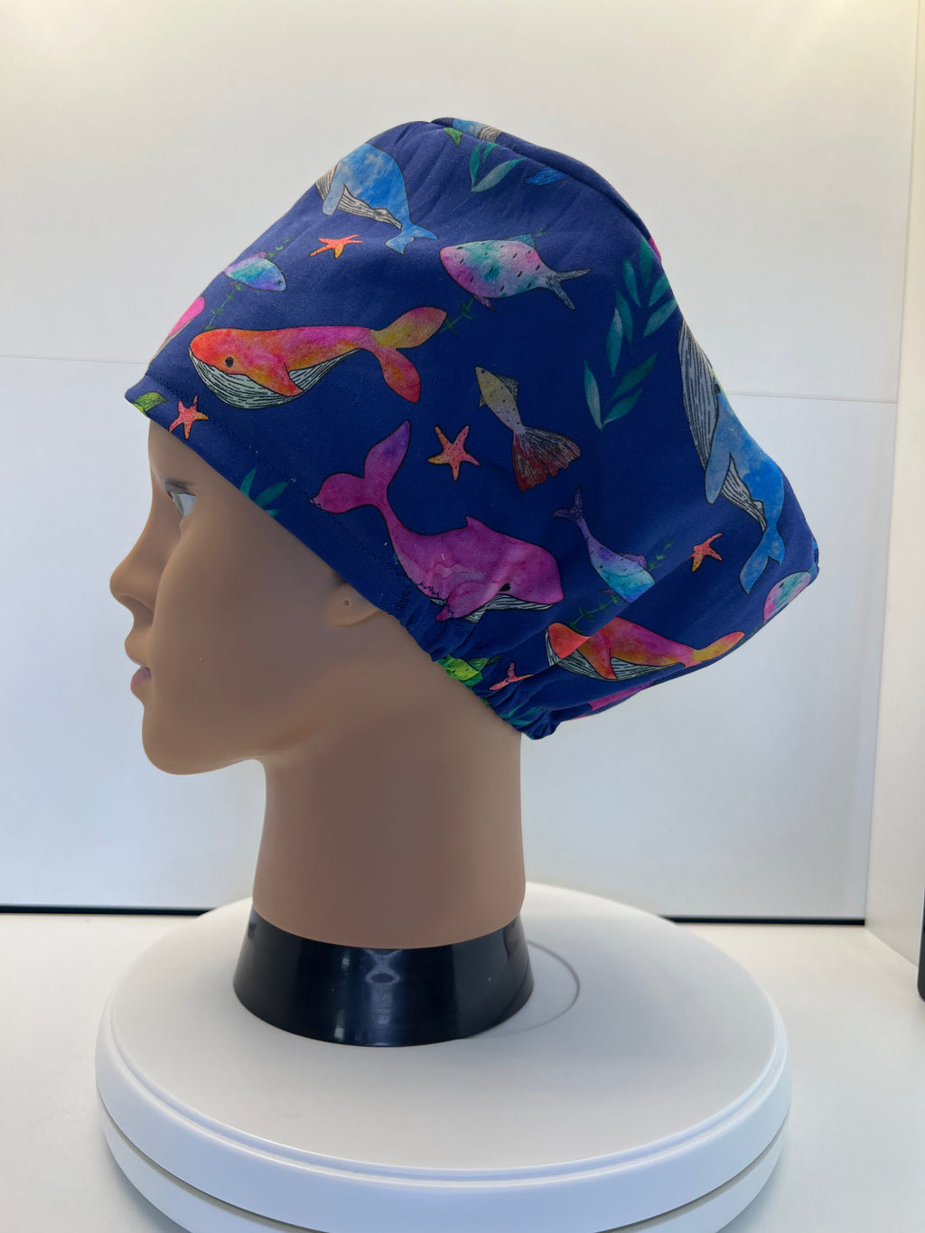 Whale Song 100% Cotton Scrub Cap/Theatre Hat - Optional Satin Lining