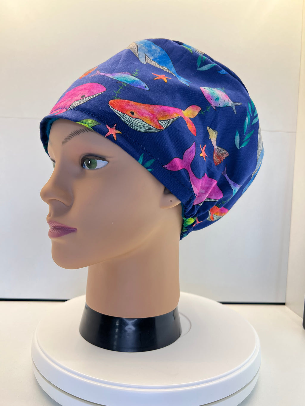 Whale Song 100% Cotton Scrub Cap/Theatre Hat - Optional Satin Lining