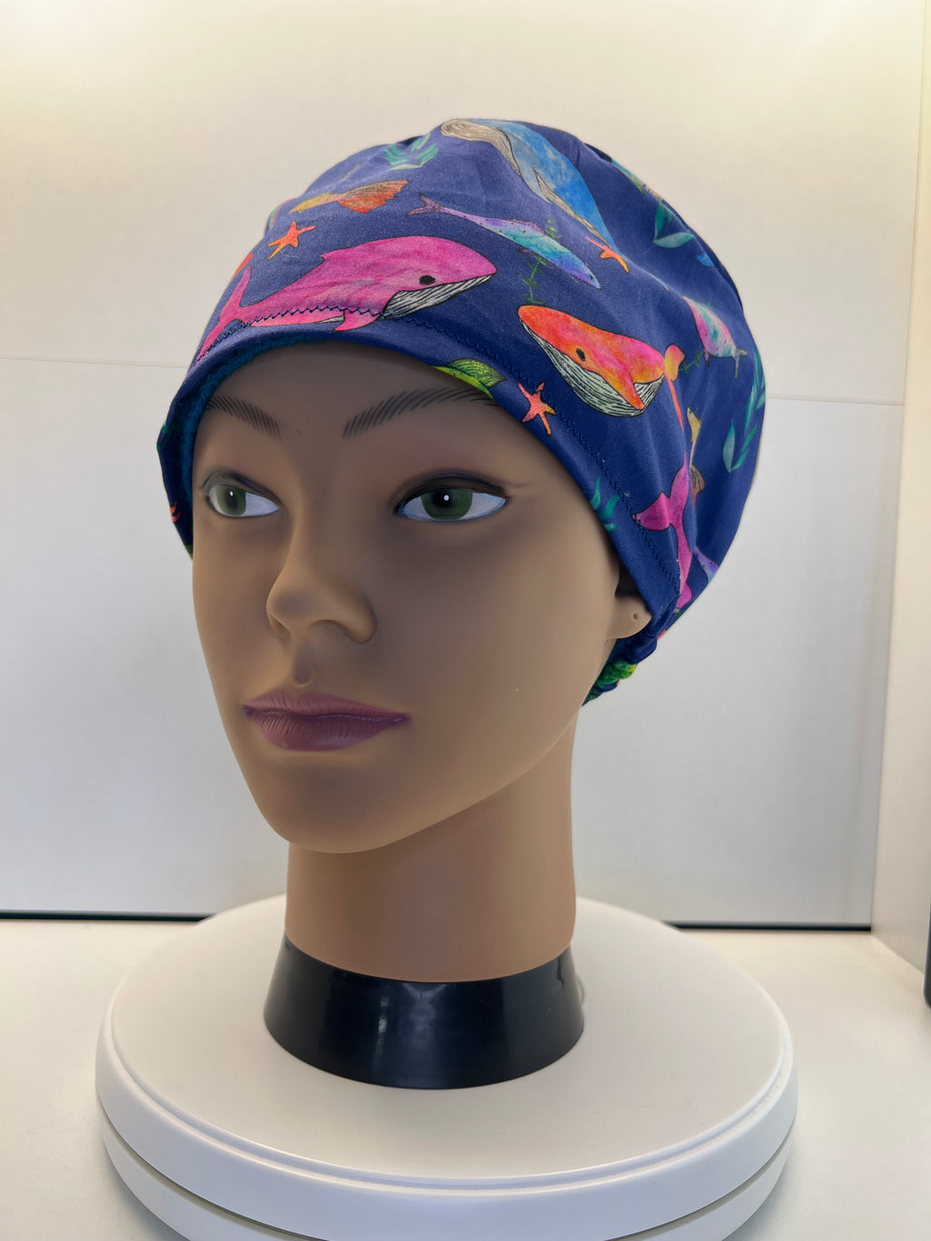 Whale Song 100% Cotton Scrub Cap/Theatre Hat - Optional Satin Lining