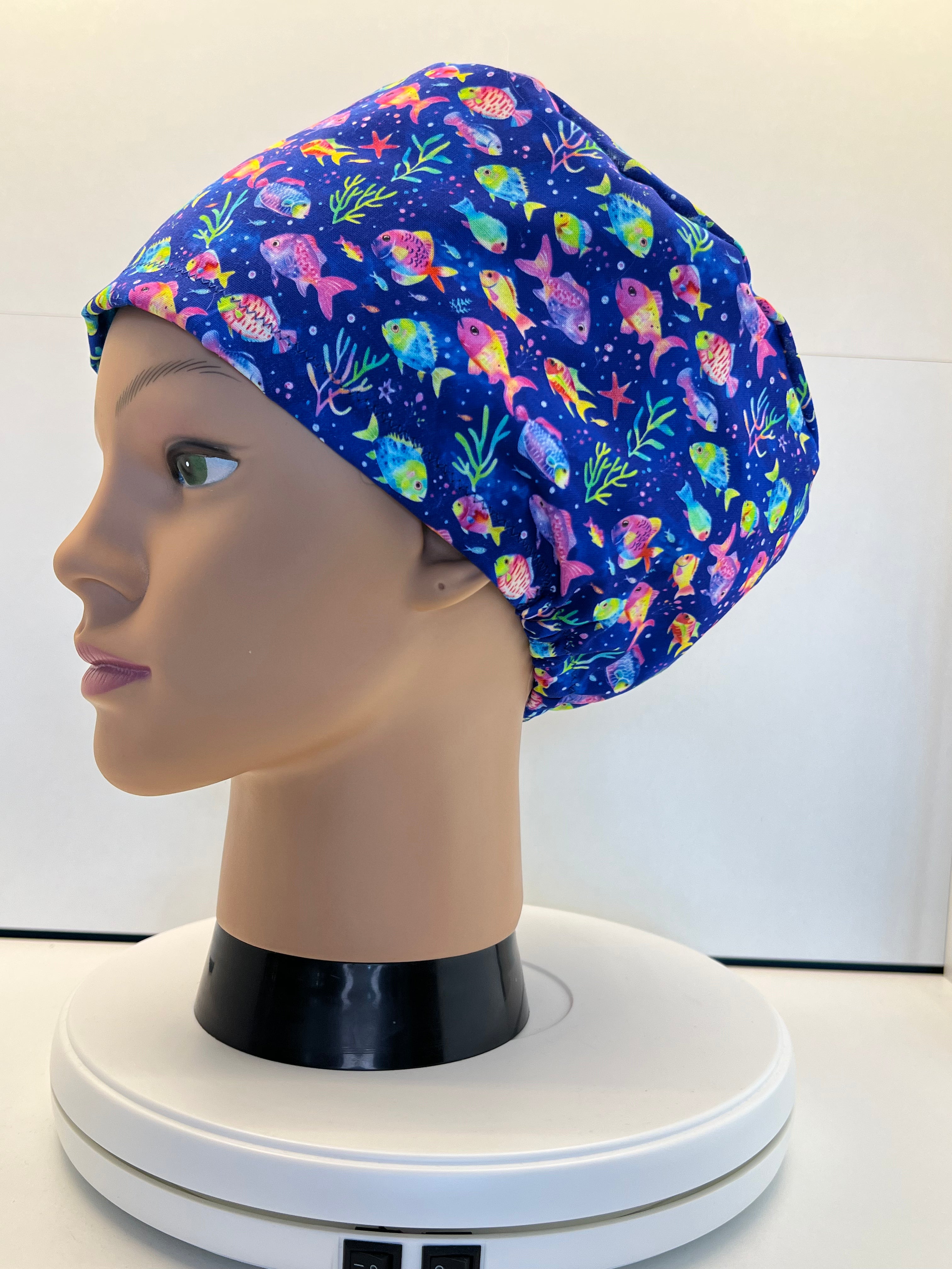 Rainbow Reef 100% Cotton Scrub Cap/Theatre Hat - Optional Satin Lining