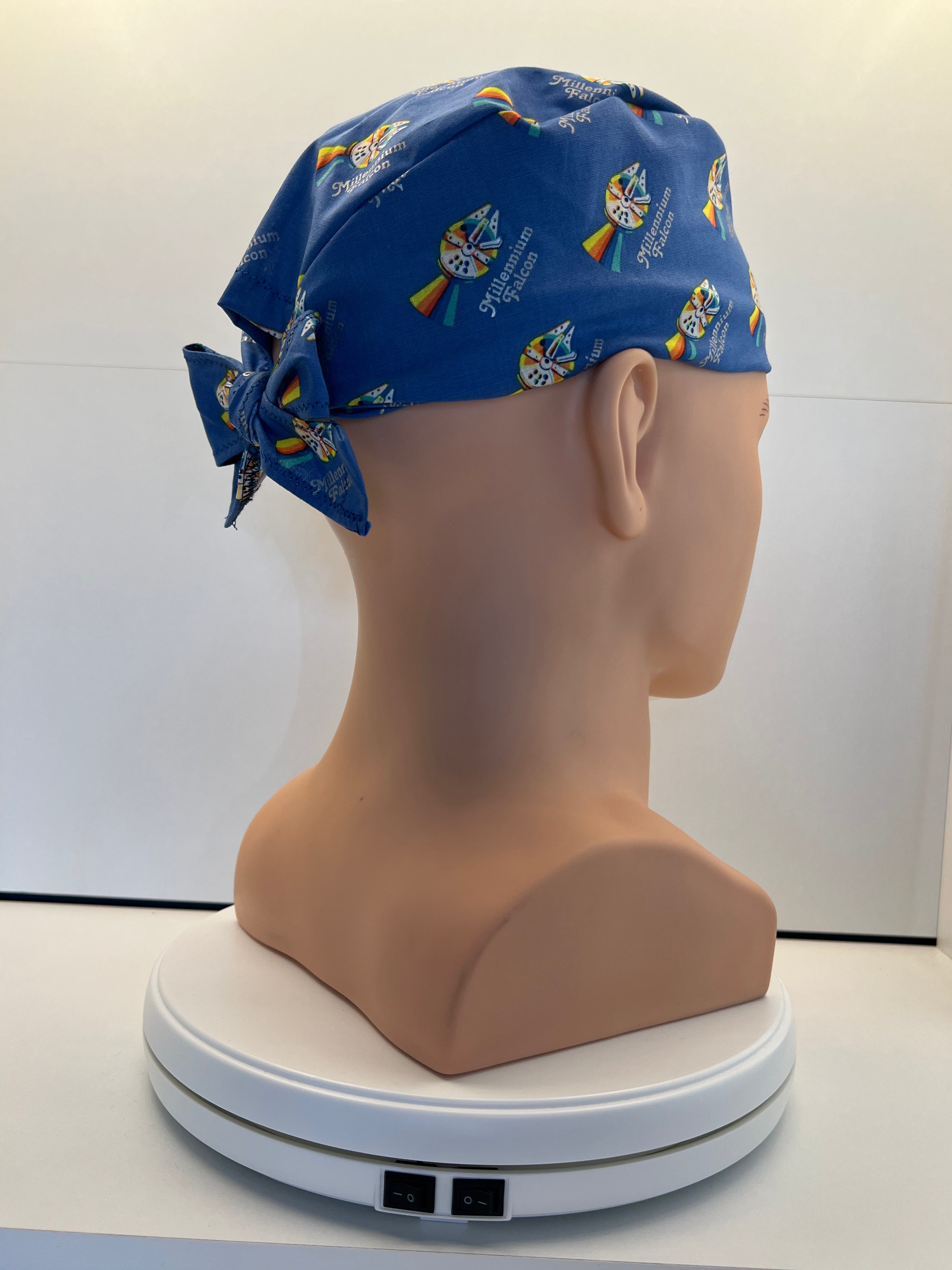 Millenium Falcon Fabric Tie-Back Surgical/Theatre Scrub Hat/Cap. UK Handmade