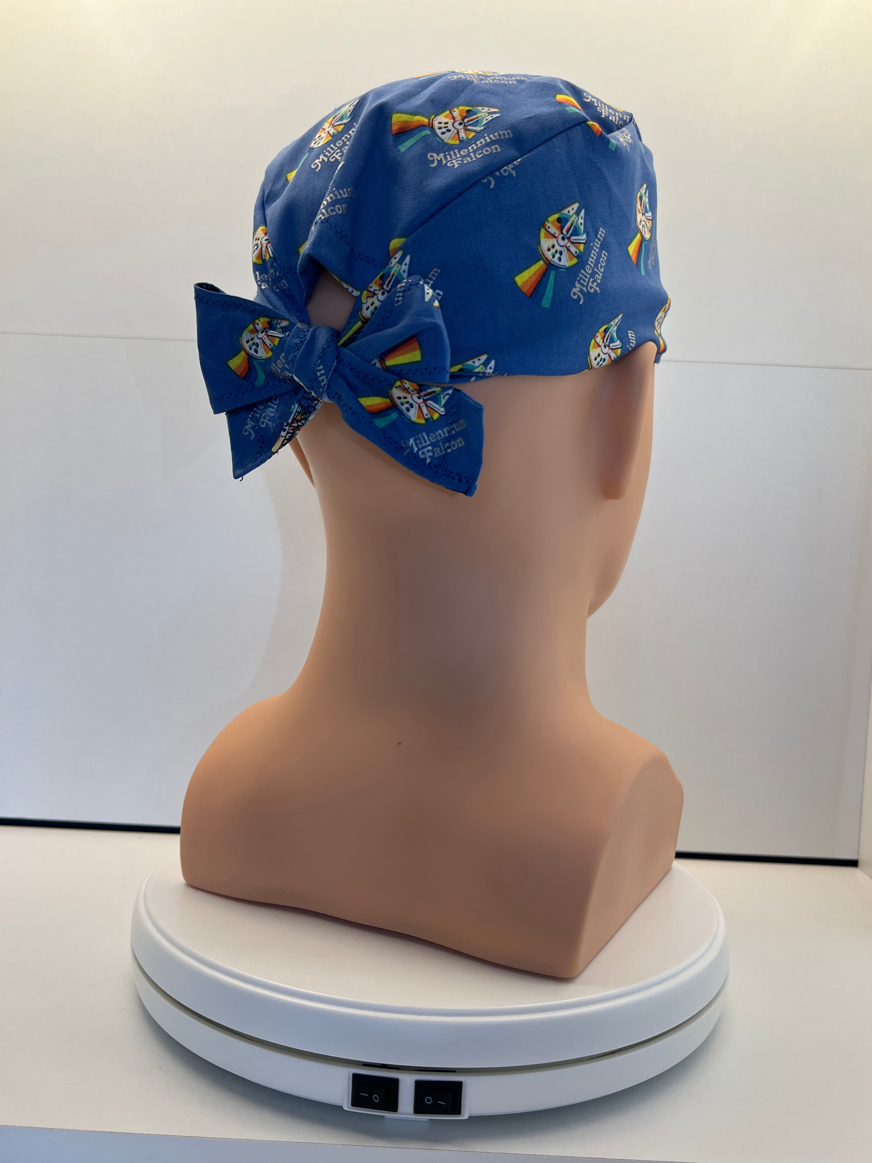 Millenium Falcon Fabric Tie-Back Surgical/Theatre Scrub Hat/Cap. UK Handmade