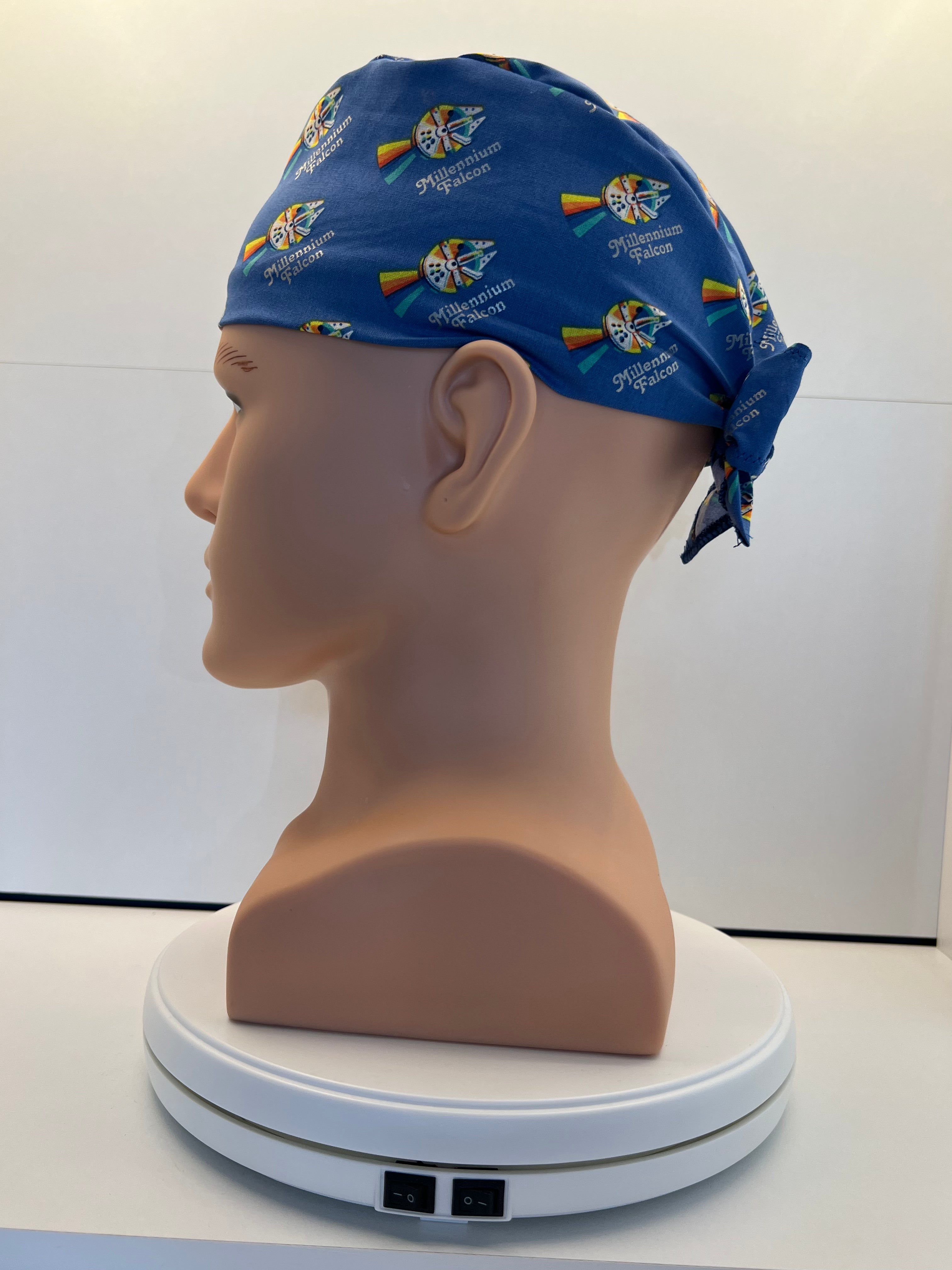 Millenium Falcon Fabric Tie-Back Surgical/Theatre Scrub Hat/Cap. UK Handmade