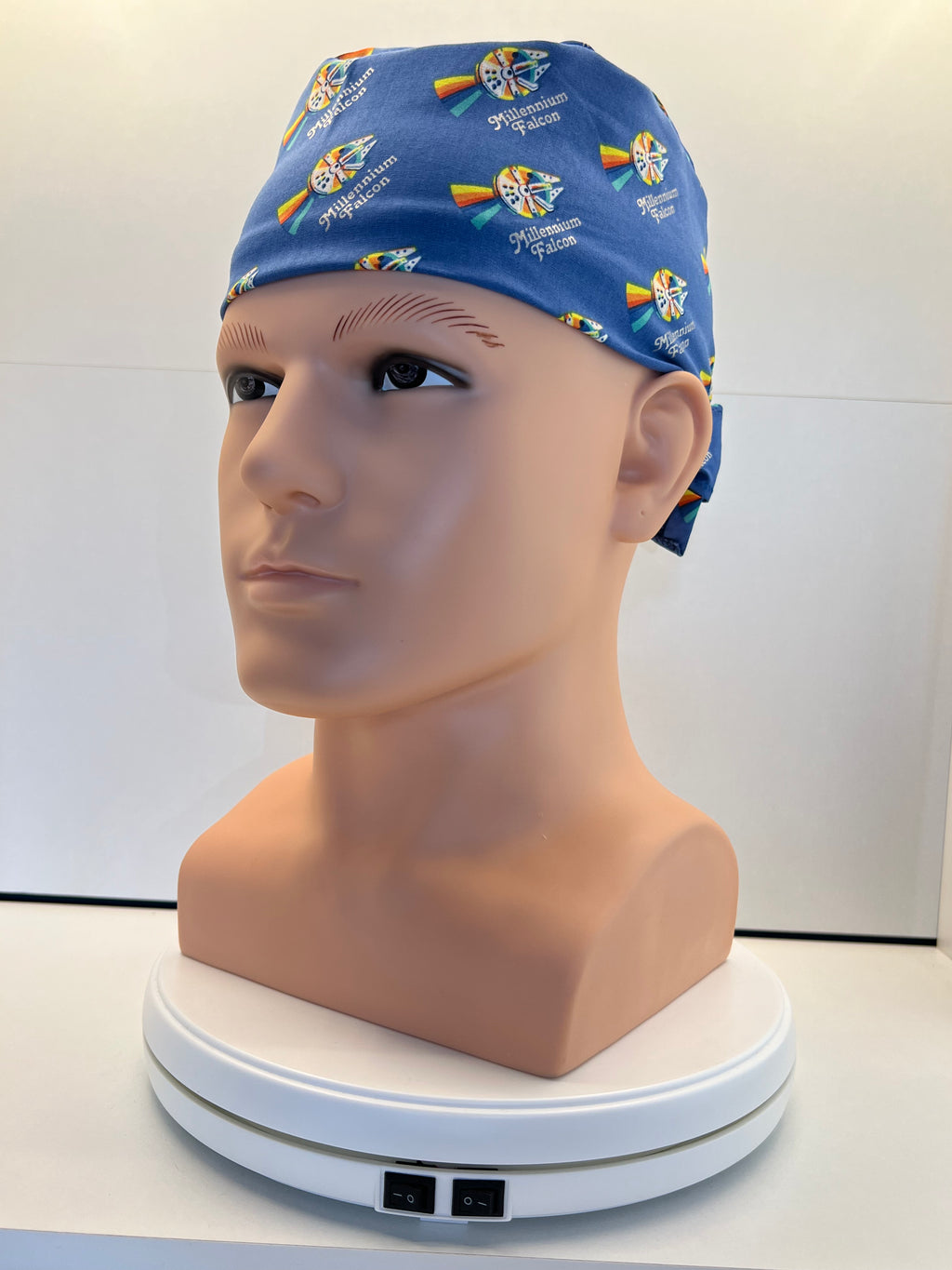 Millenium Falcon Fabric Tie-Back Surgical/Theatre Scrub Hat/Cap. UK Handmade