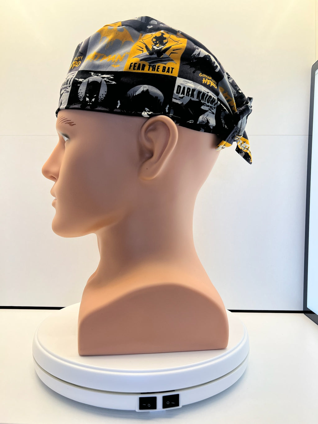 Dark Knight Batman 100% Cotton Tie-Back Surgical/Theatre Scrub Hat/Cap. UK Handmade.
