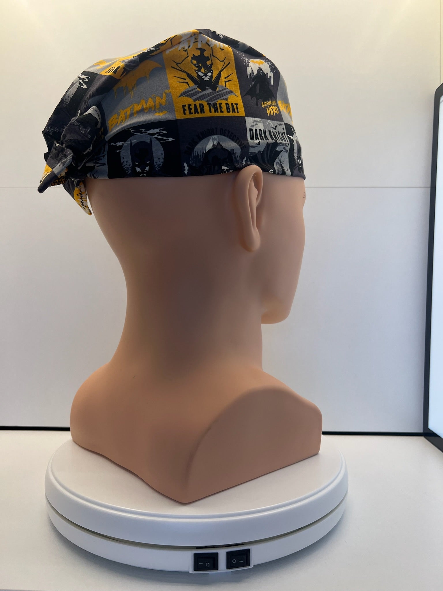 Dark Knight Batman 100% Cotton Tie-Back Surgical/Theatre Scrub Hat/Cap. UK Handmade.