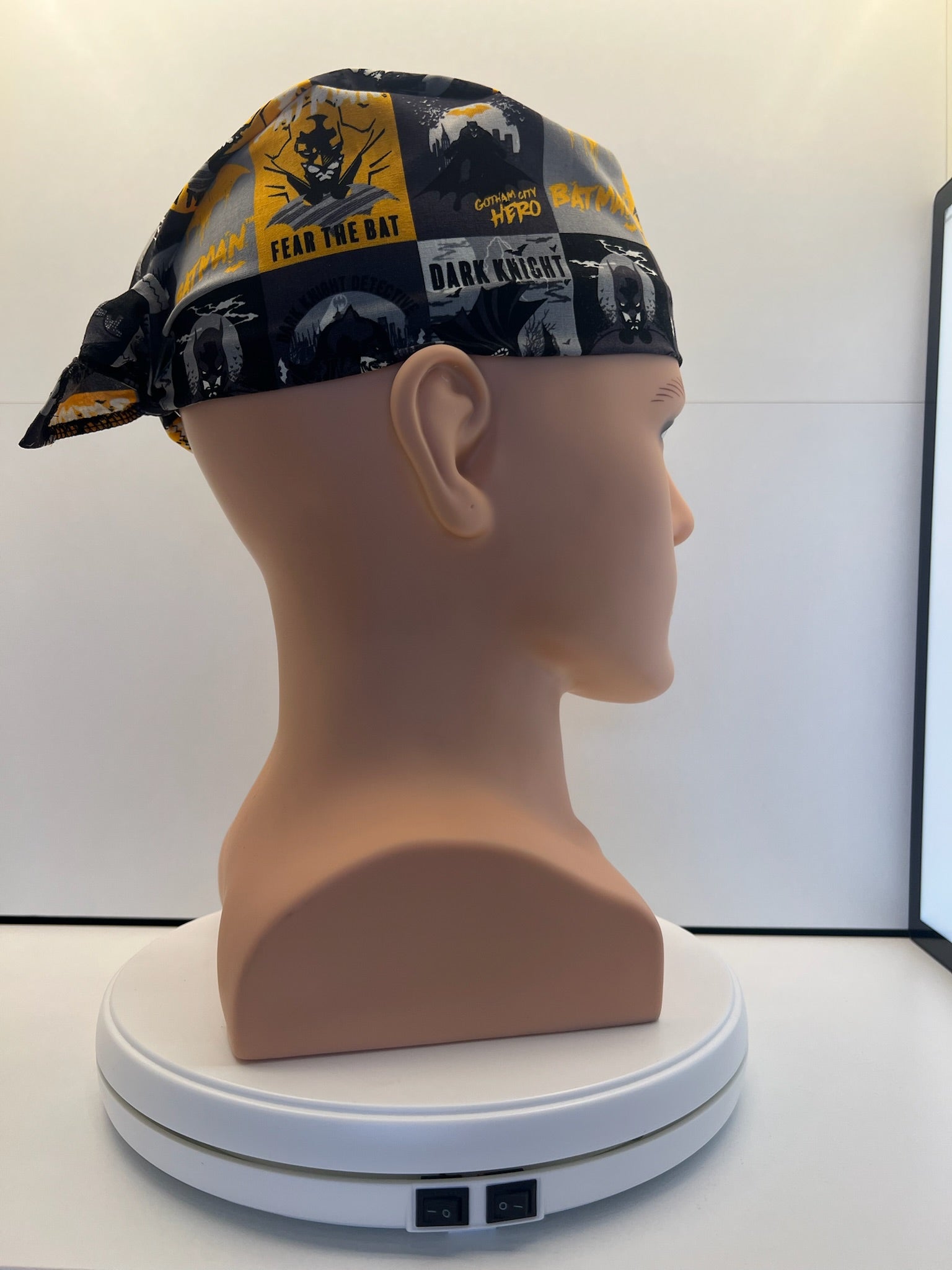 Dark Knight Batman 100% Cotton Tie-Back Surgical/Theatre Scrub Hat/Cap. UK Handmade.