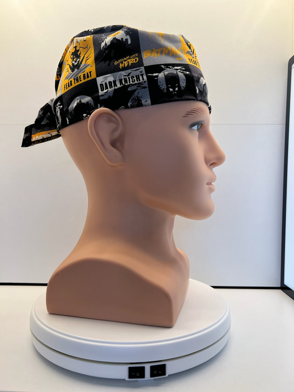 Dark Knight Batman 100% Cotton Tie-Back Surgical/Theatre Scrub Hat/Cap. UK Handmade.