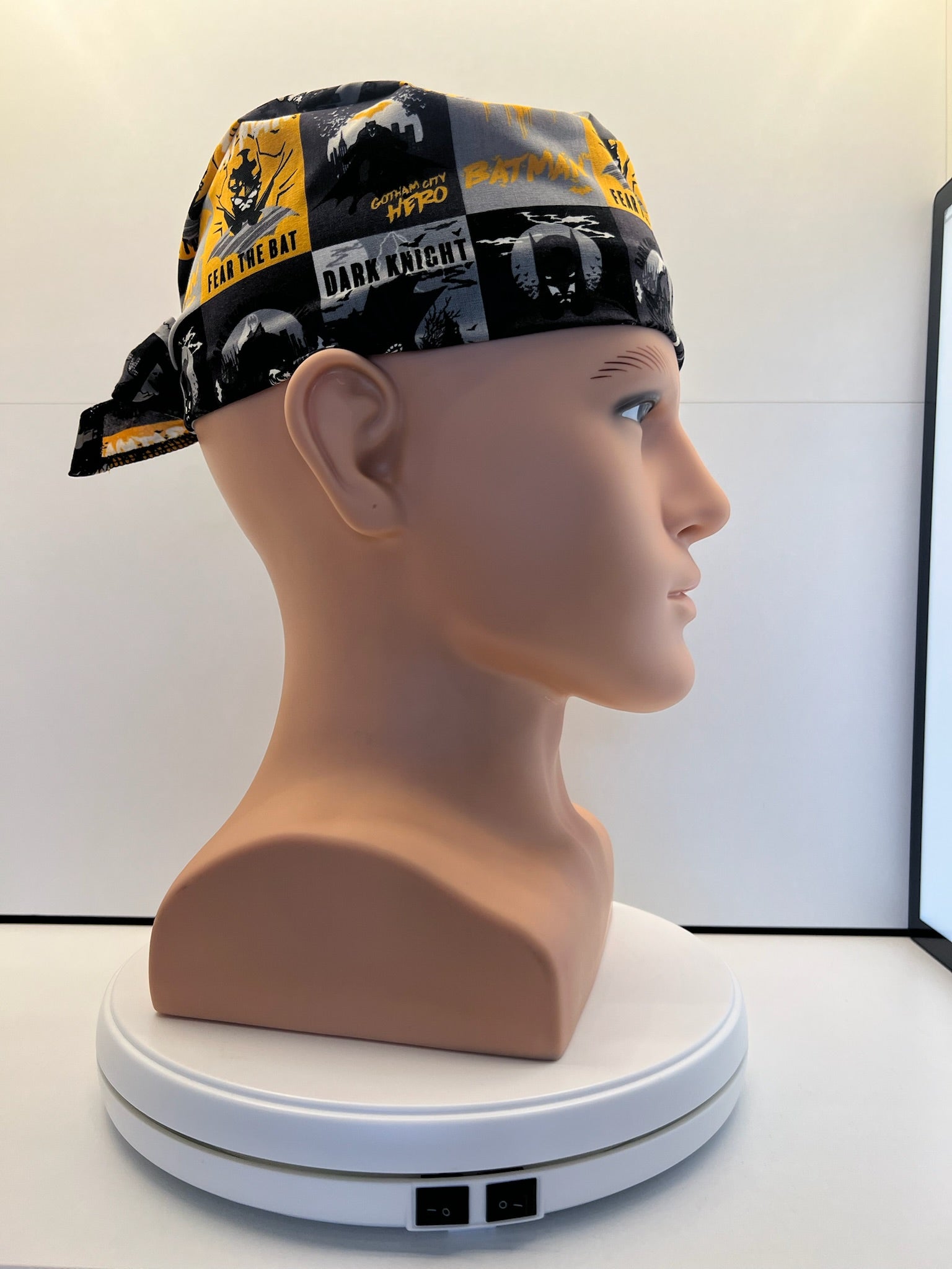 Dark Knight Batman 100% Cotton Tie-Back Surgical/Theatre Scrub Hat/Cap. UK Handmade.