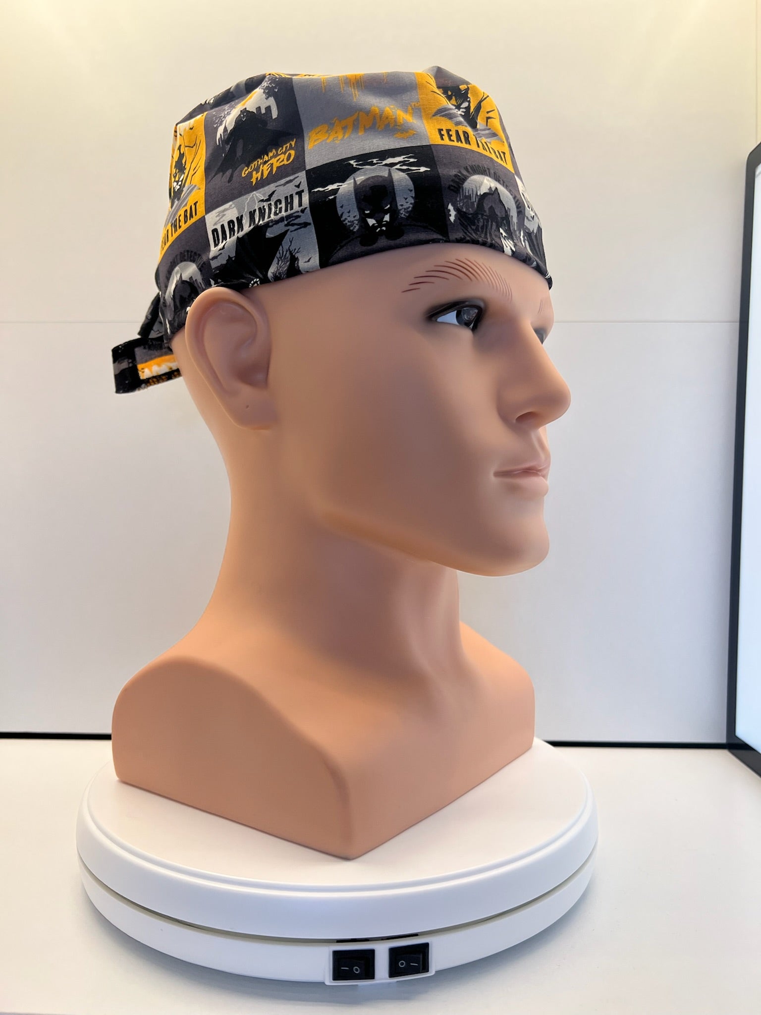 Dark Knight Batman 100% Cotton Tie-Back Surgical/Theatre Scrub Hat/Cap. UK Handmade.