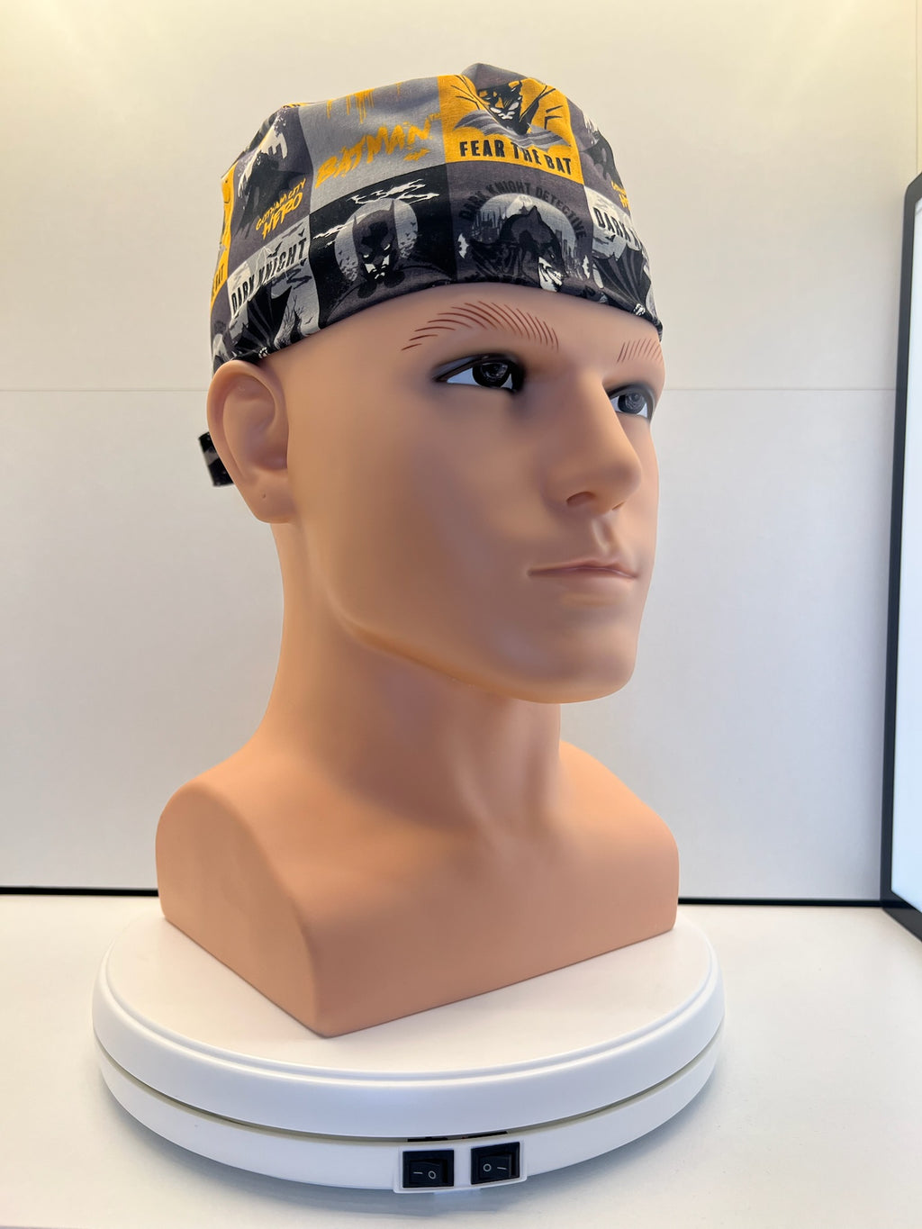 Dark Knight Batman 100% Cotton Tie-Back Surgical/Theatre Scrub Hat/Cap. UK Handmade.