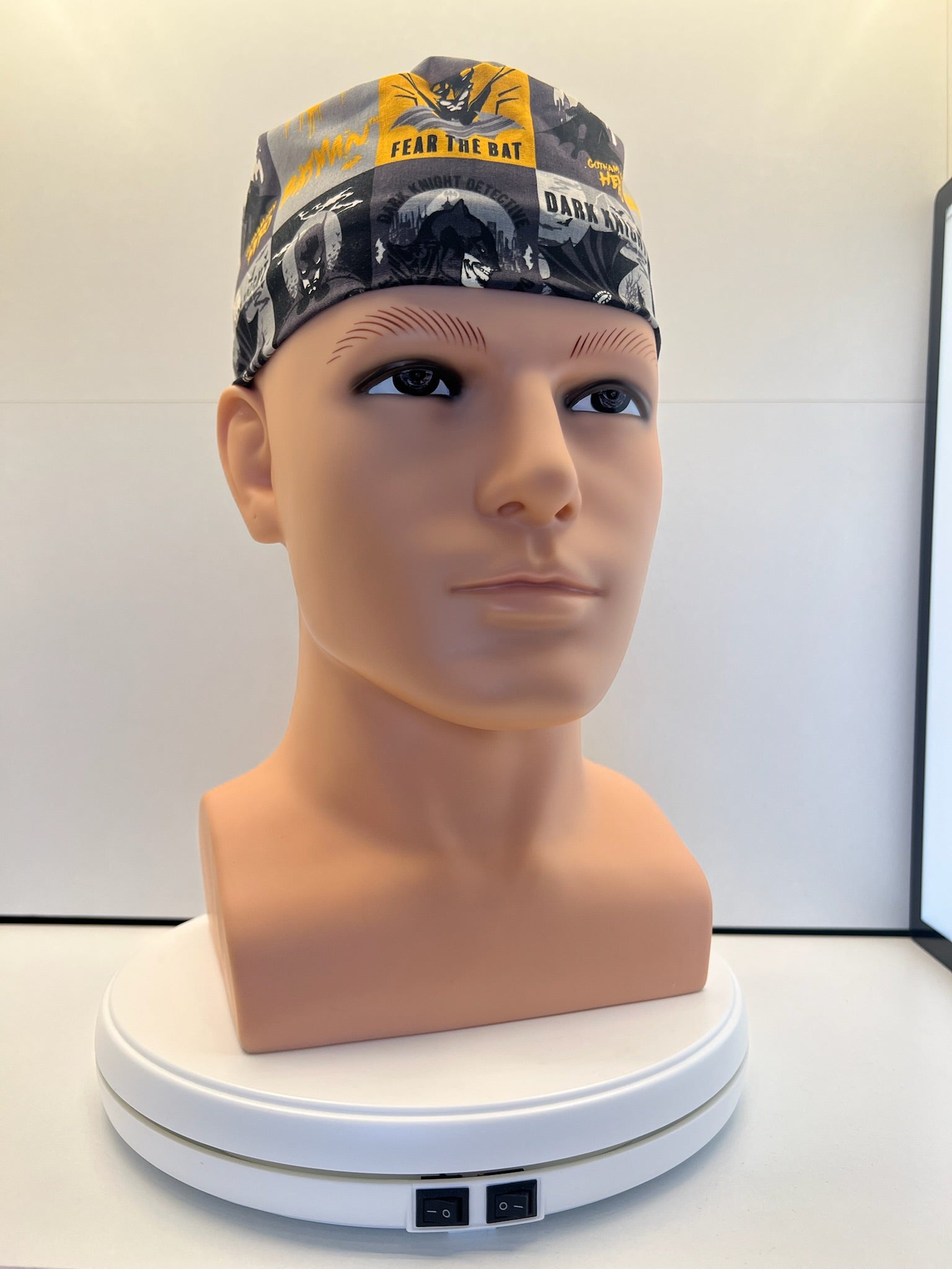 Dark Knight Batman 100% Cotton Tie-Back Surgical/Theatre Scrub Hat/Cap. UK Handmade.