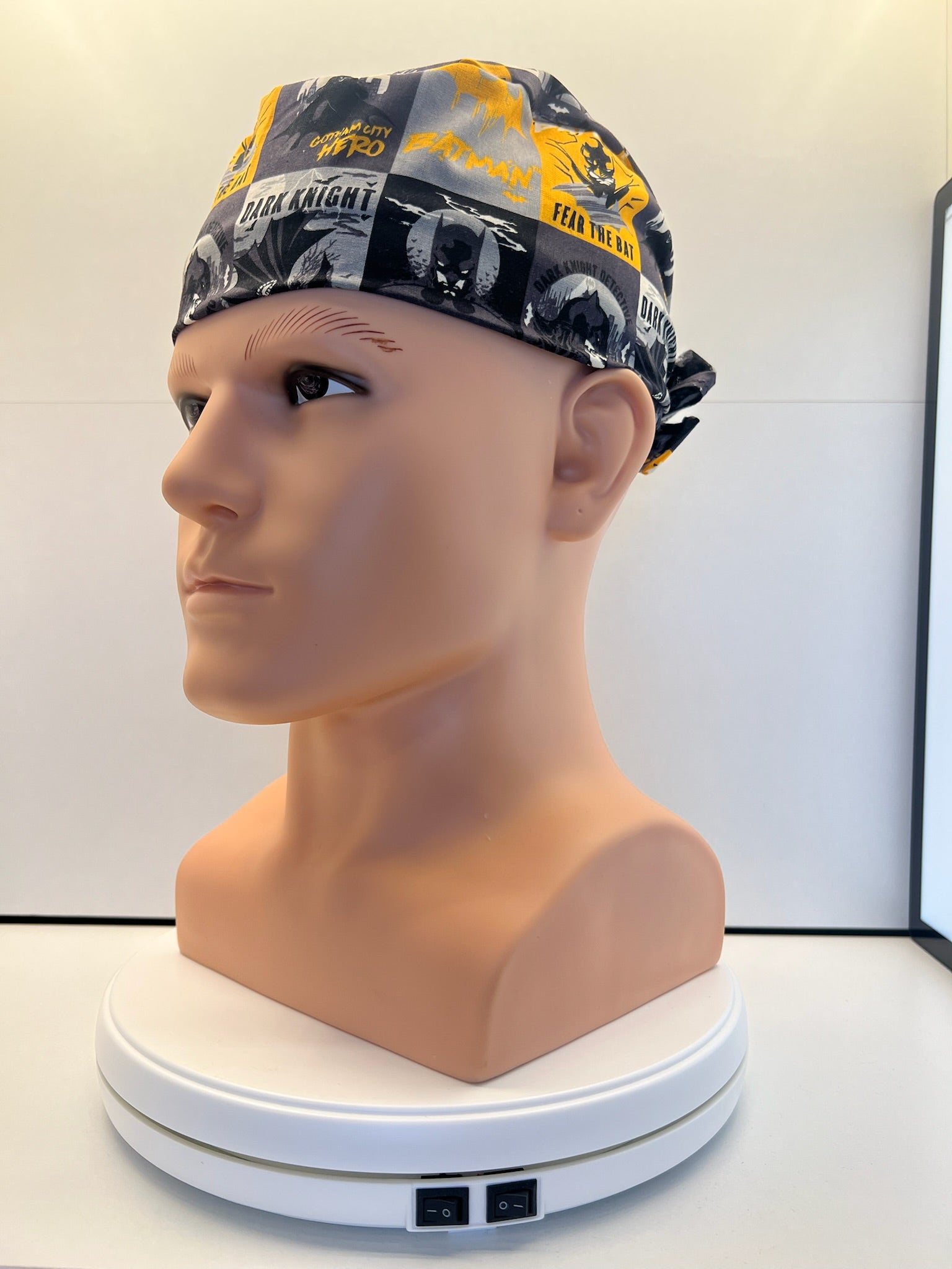 Dark Knight Batman 100% Cotton Tie-Back Surgical/Theatre Scrub Hat/Cap. UK Handmade.