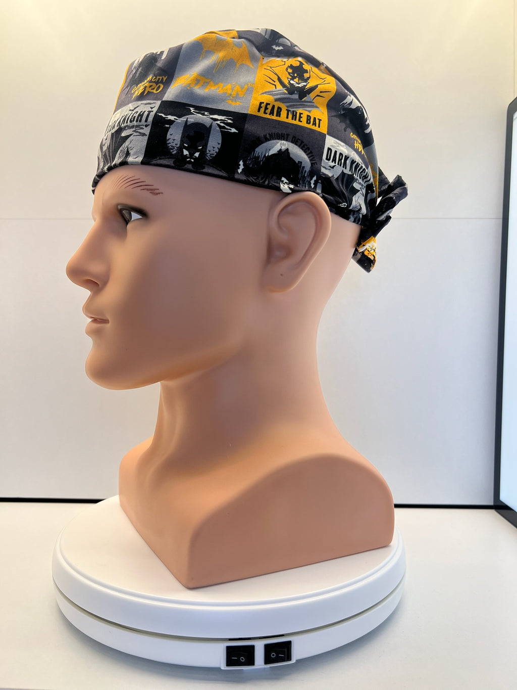 Dark Knight Batman 100% Cotton Tie-Back Surgical/Theatre Scrub Hat/Cap. UK Handmade.