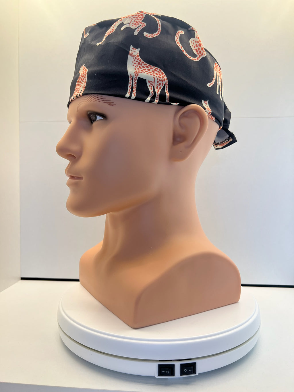 Shadow Cats Cotton Fabric tie-back theatre scrub cap / hat. UK handmade