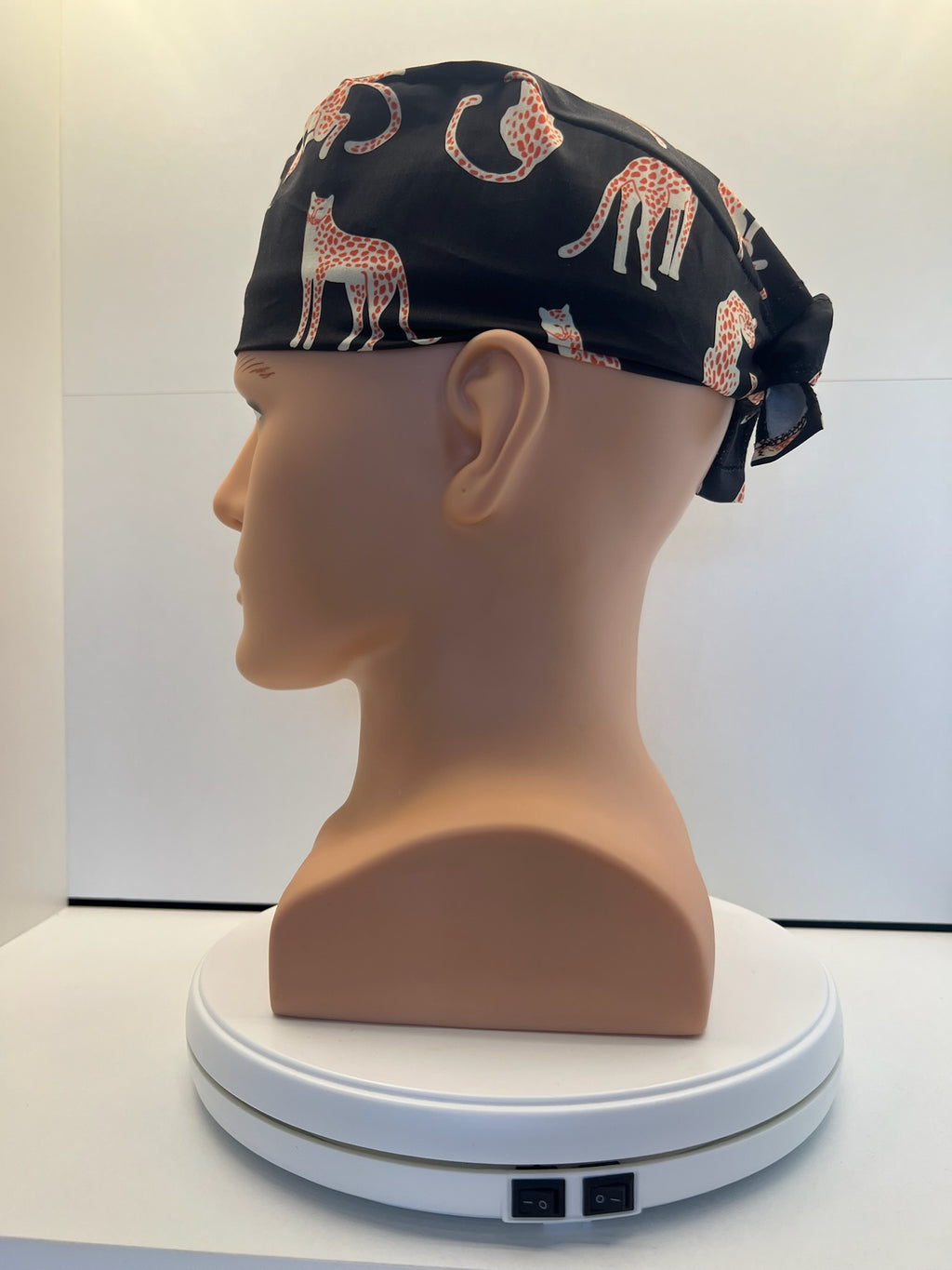 Shadow Cats Cotton Fabric tie-back theatre scrub cap / hat. UK handmade