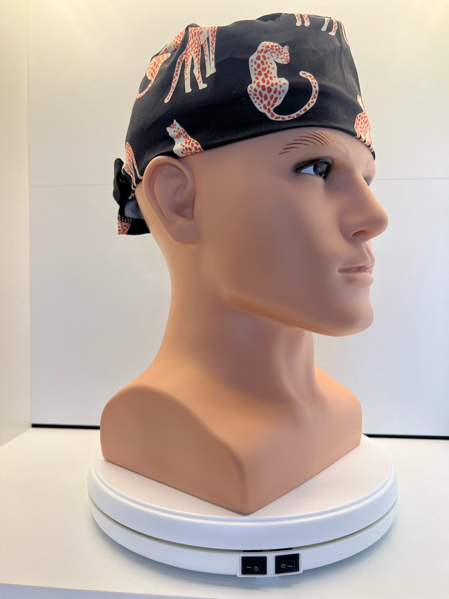 Shadow Cats Cotton Fabric tie-back theatre scrub cap / hat. UK handmade