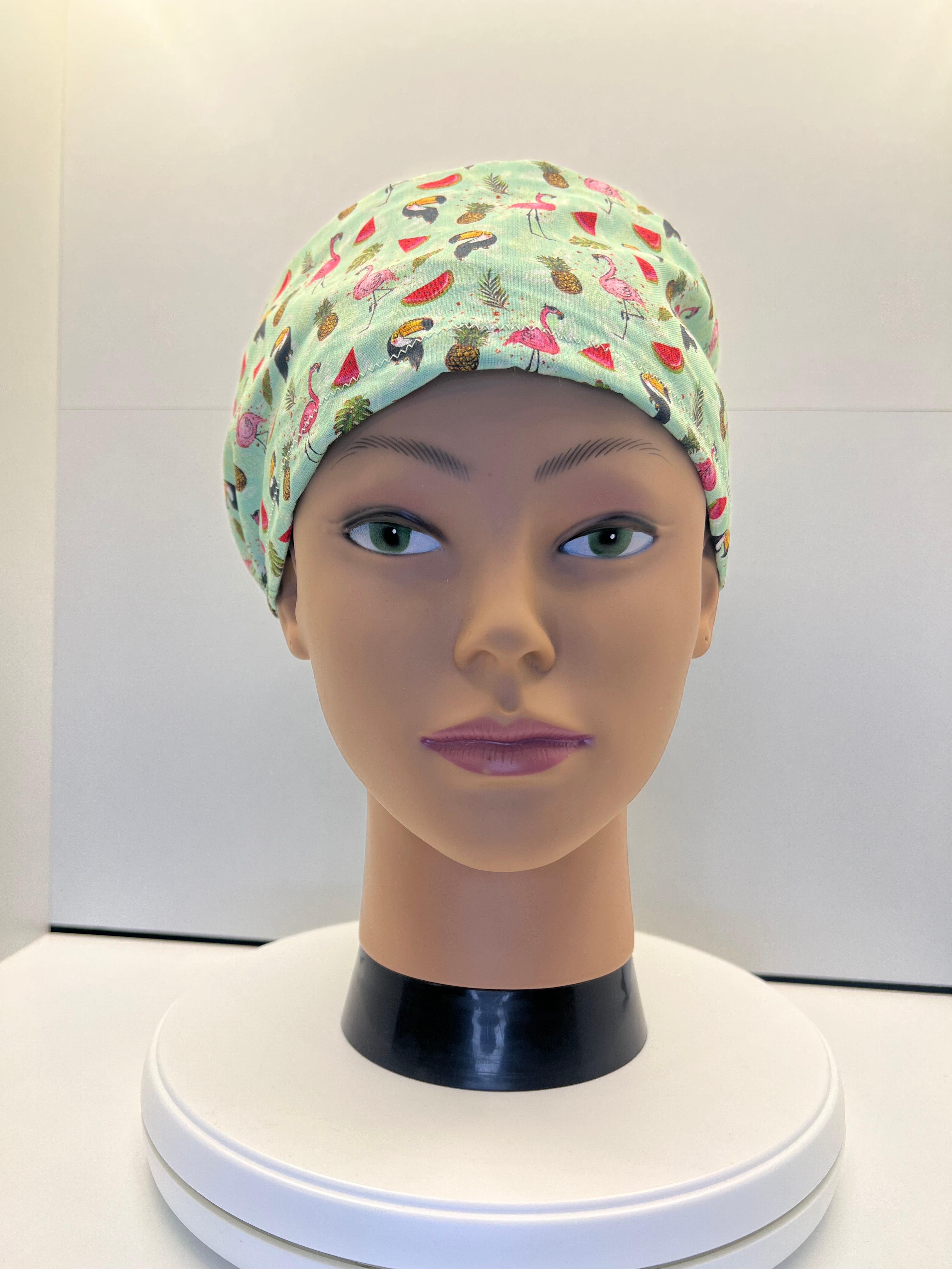 Tropical Escape 100% Cotton Theatre Hat/Scrub Cap - Optional Satin Lining