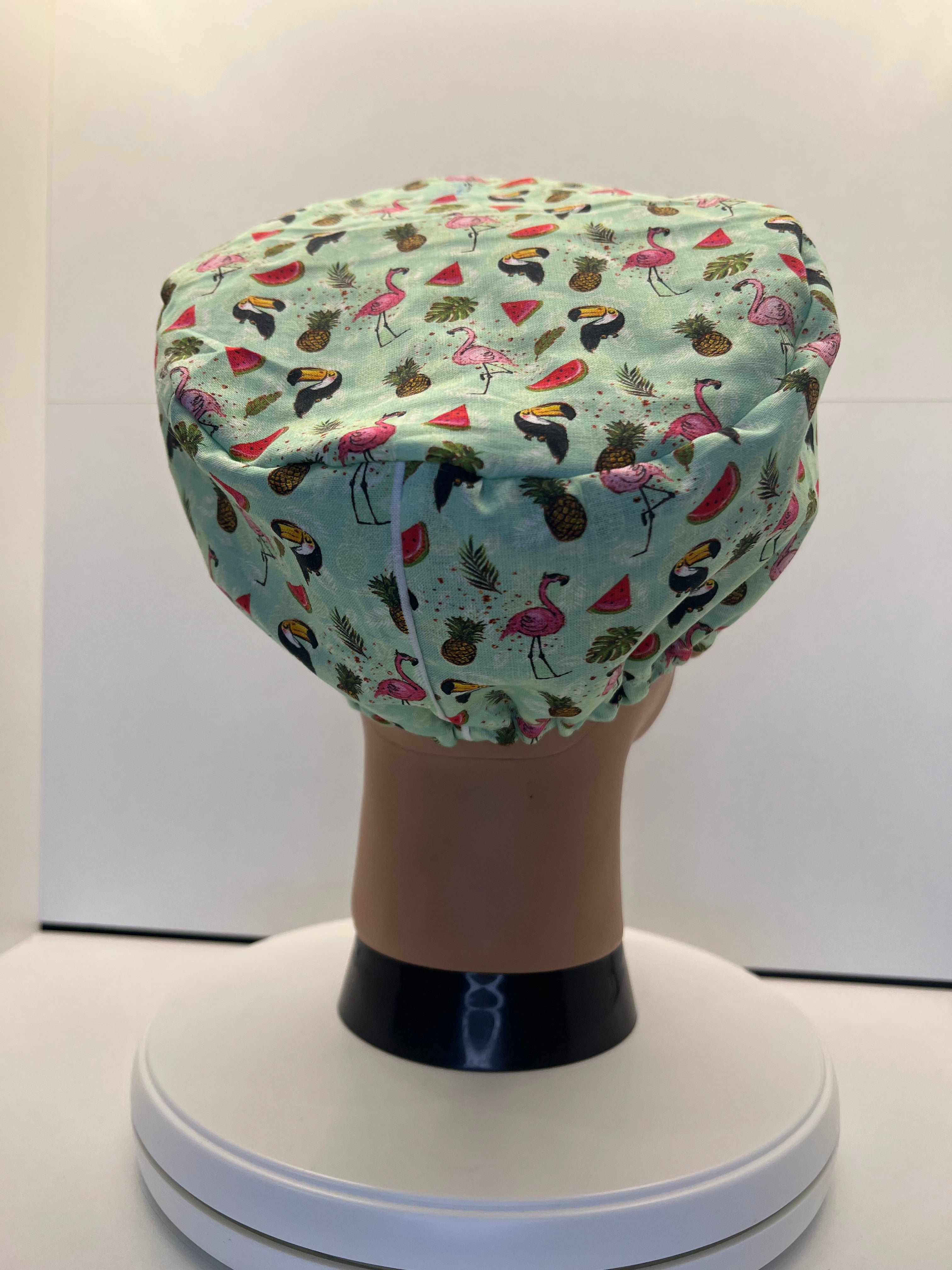 Tropical Escape 100% Cotton Theatre Hat/Scrub Cap - Optional Satin Lining