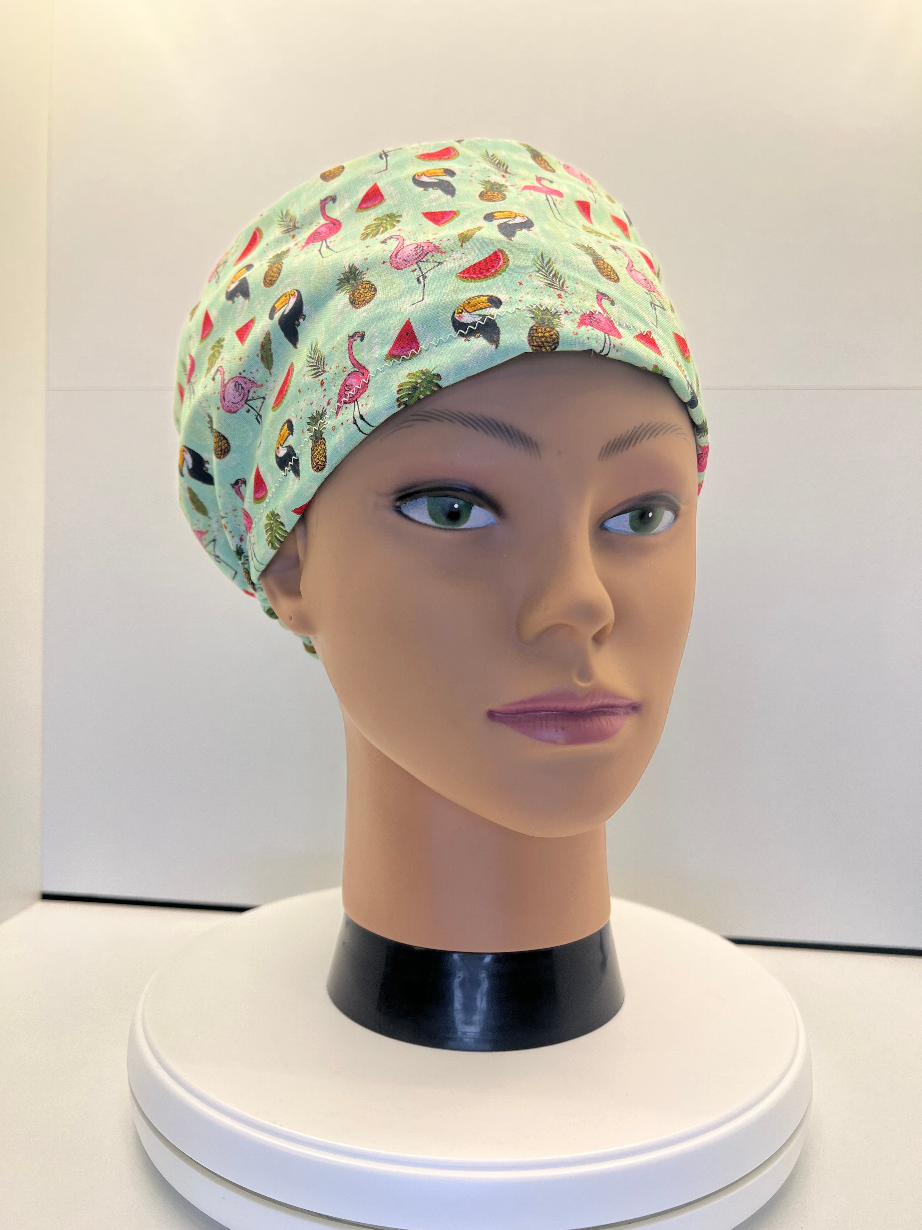 Tropical Escape 100% Cotton Theatre Hat/Scrub Cap - Optional Satin Lining