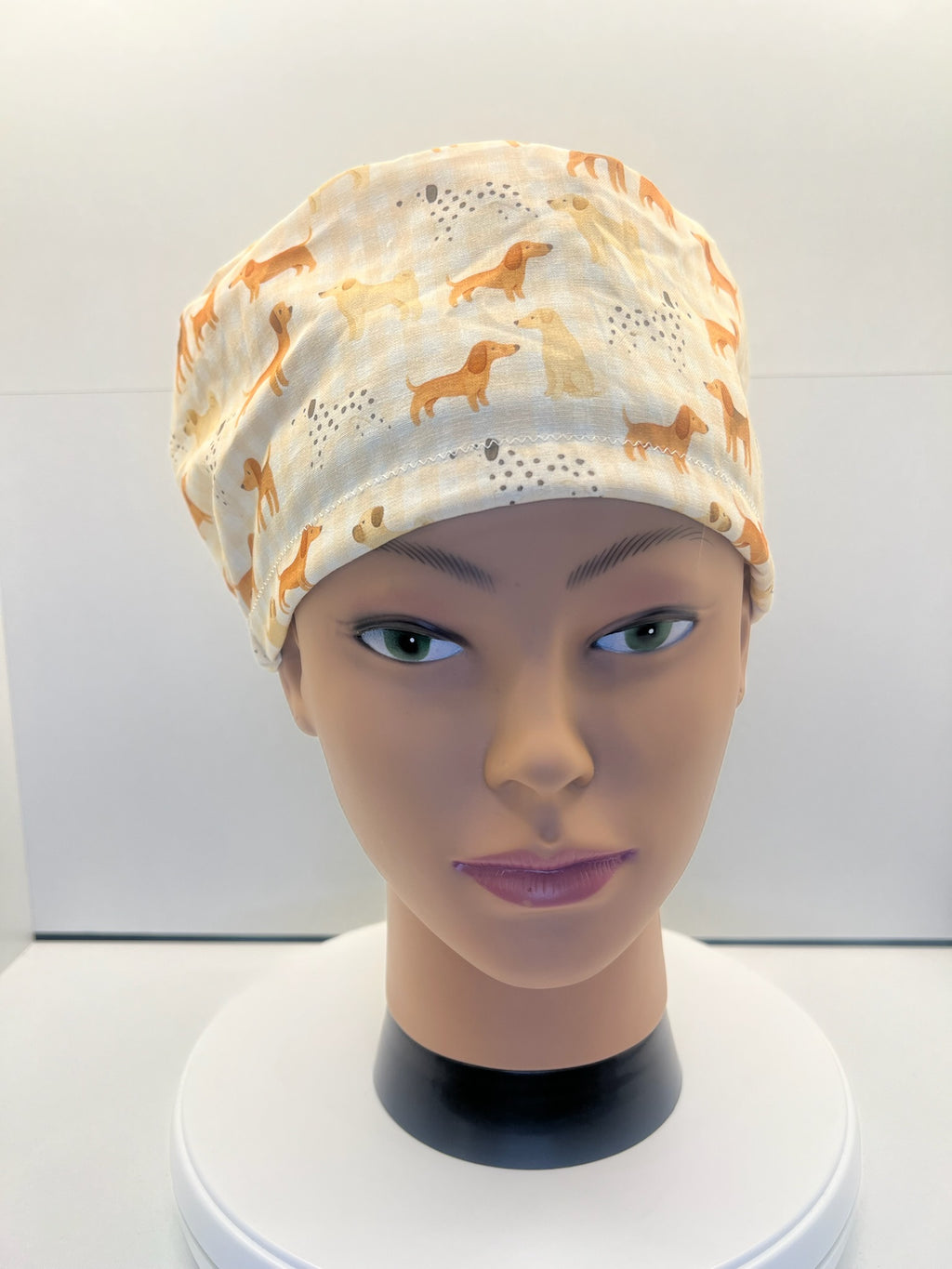 Playful Pups Cotton Theatre Scrub Hat/Cap, Optional Satin Lining
