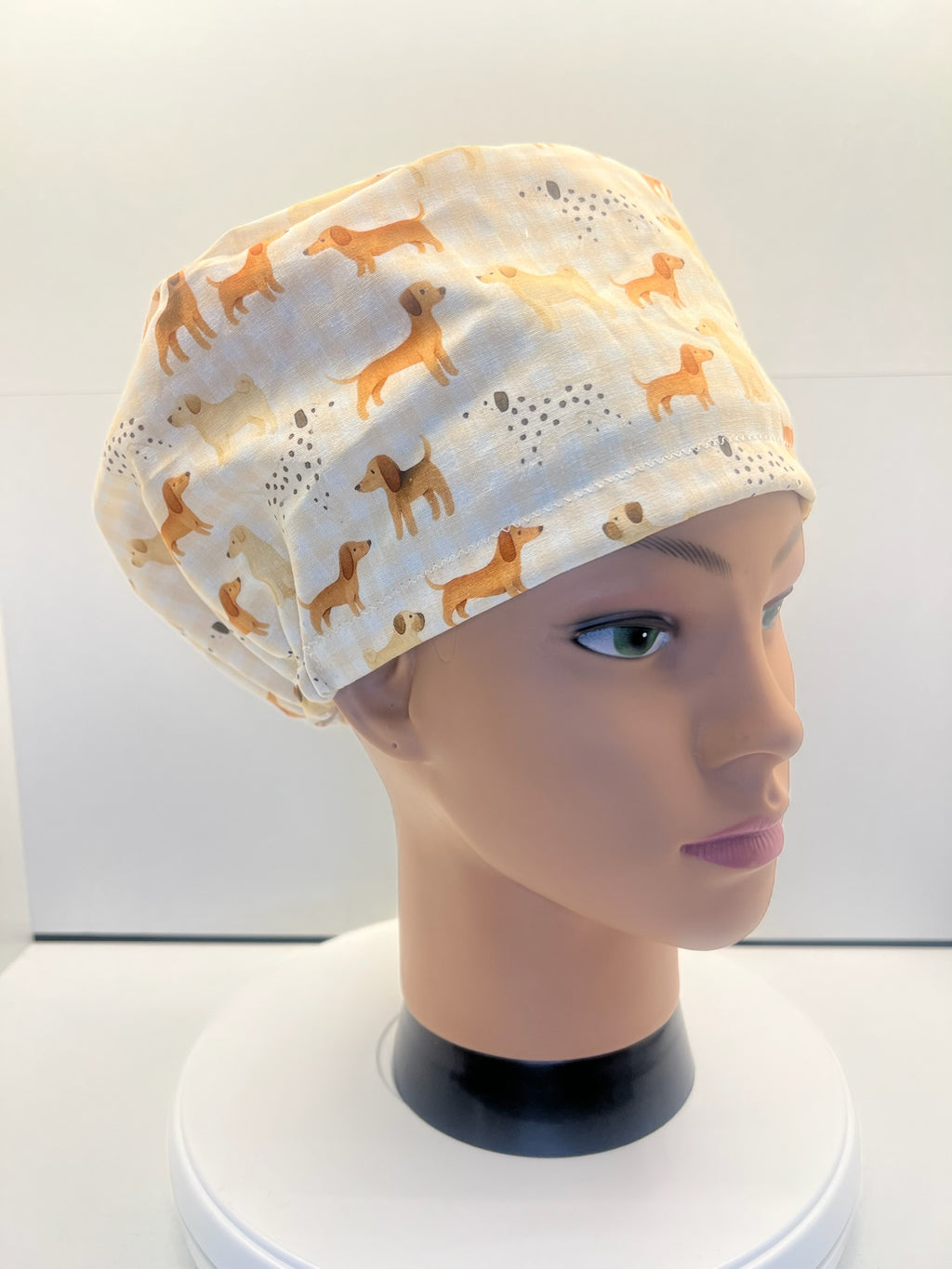 Playful Pups Cotton Theatre Scrub Hat/Cap, Optional Satin Lining