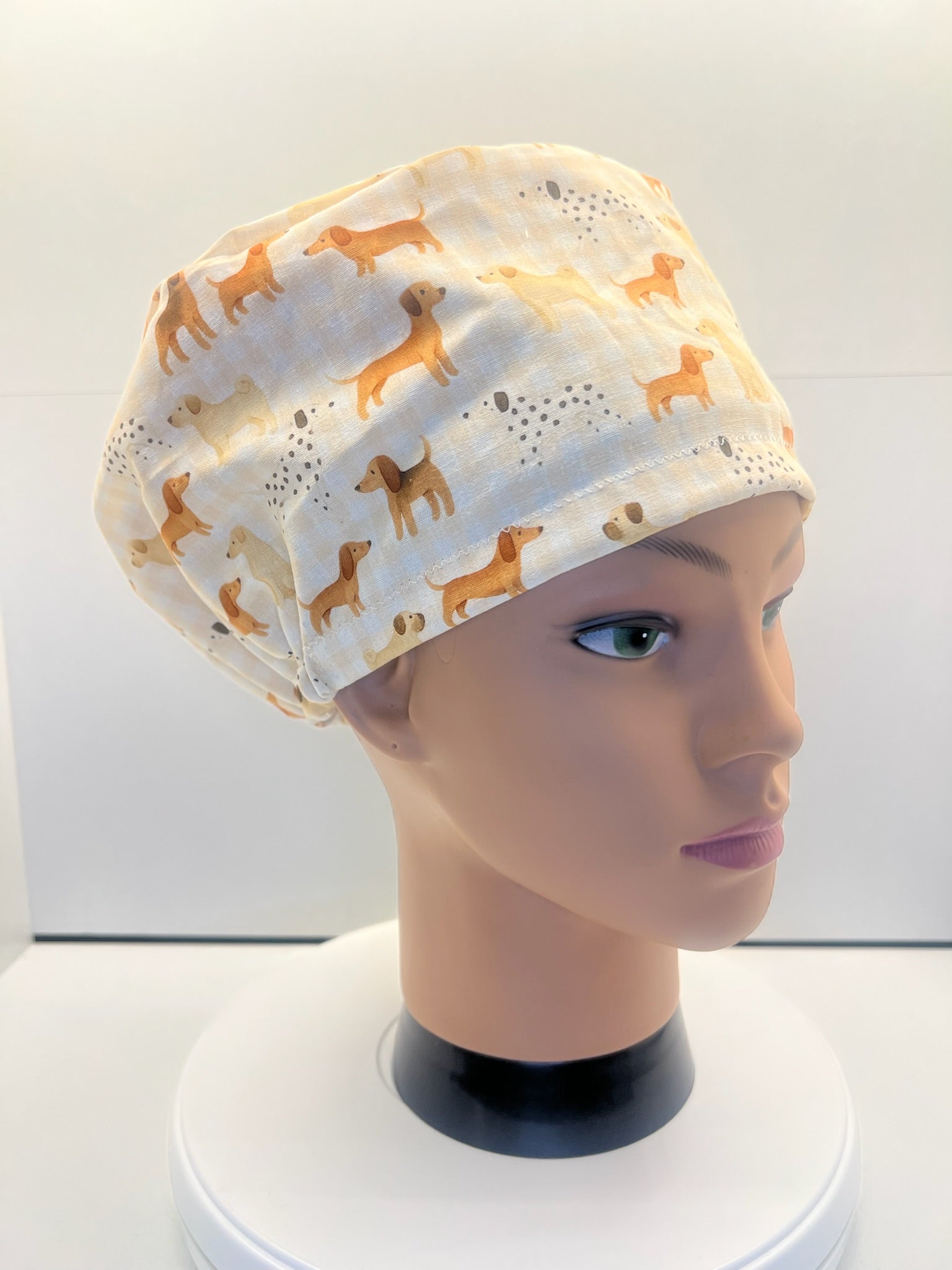 Playful Pups Cotton Theatre Scrub Hat/Cap, Optional Satin Lining