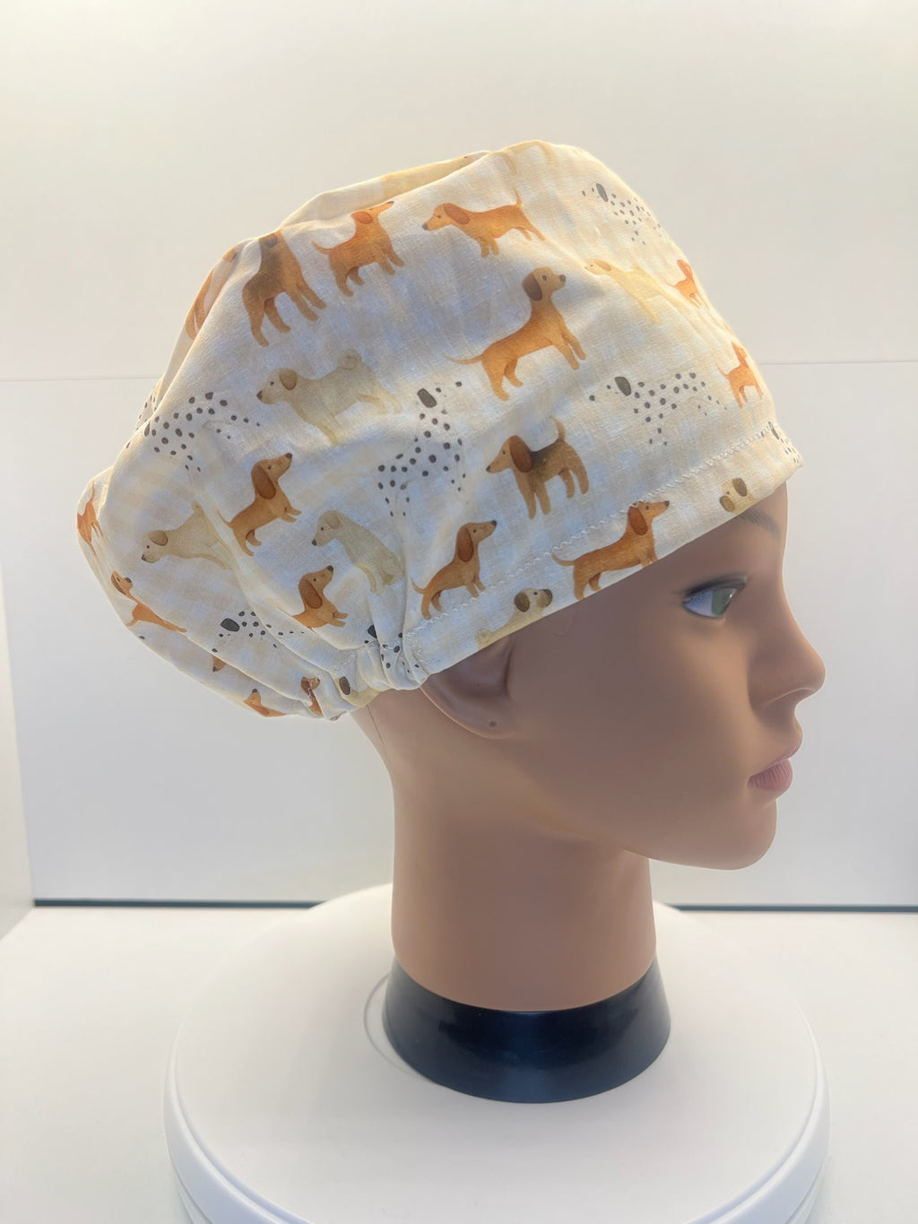 Playful Pups Cotton Theatre Scrub Hat/Cap, Optional Satin Lining