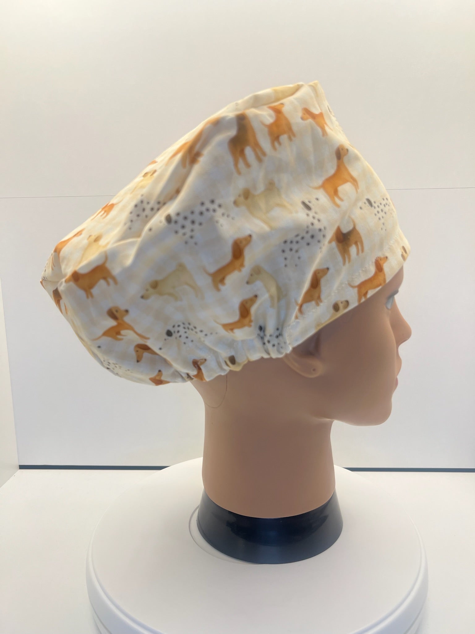 Playful Pups Cotton Theatre Scrub Hat/Cap, Optional Satin Lining
