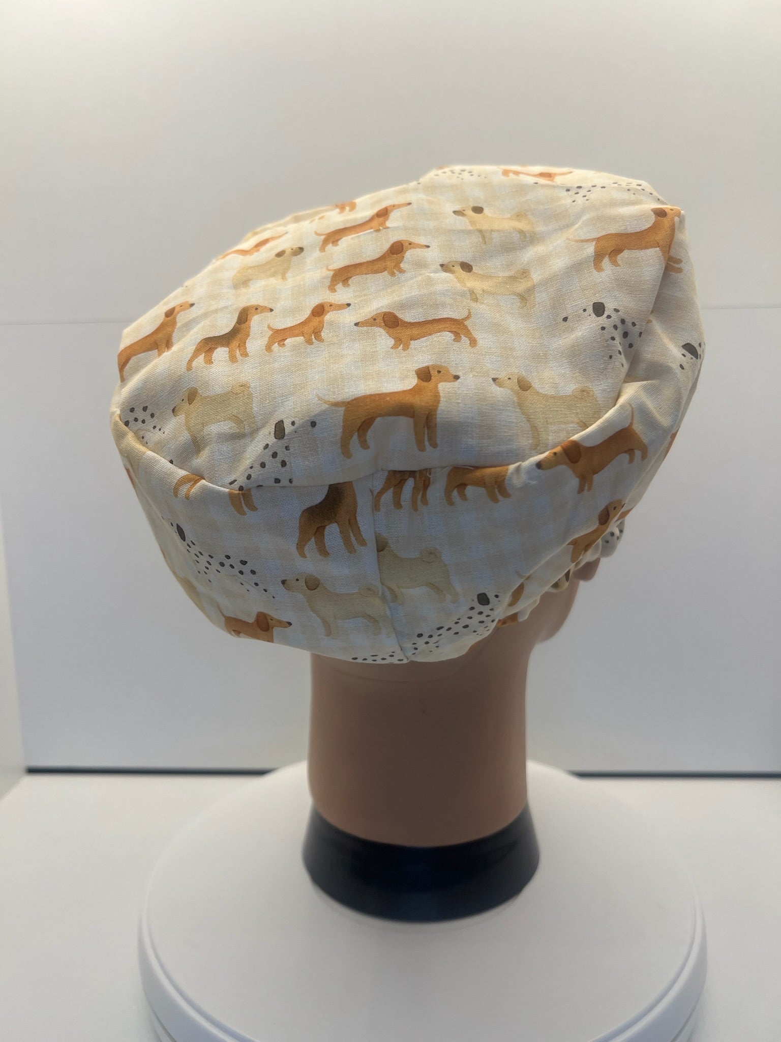 Playful Pups Cotton Theatre Scrub Hat/Cap, Optional Satin Lining