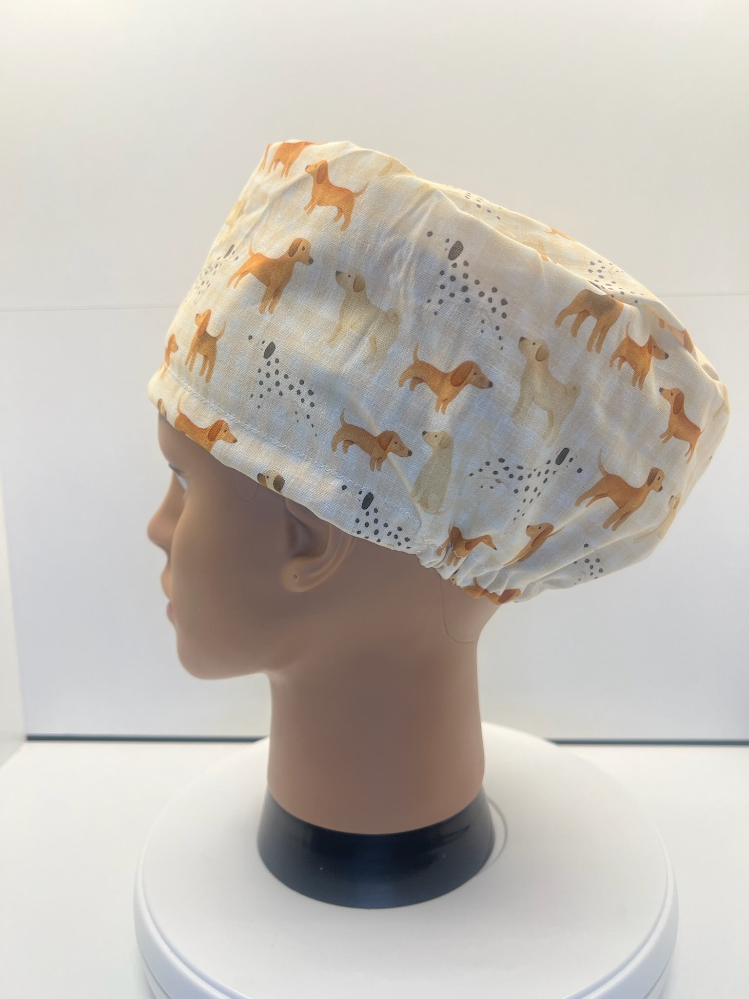 Playful Pups Cotton Theatre Scrub Hat/Cap, Optional Satin Lining