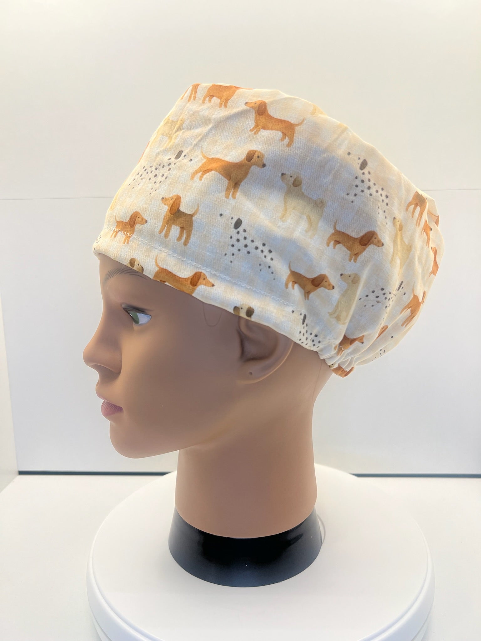 Playful Pups Cotton Theatre Scrub Hat/Cap, Optional Satin Lining