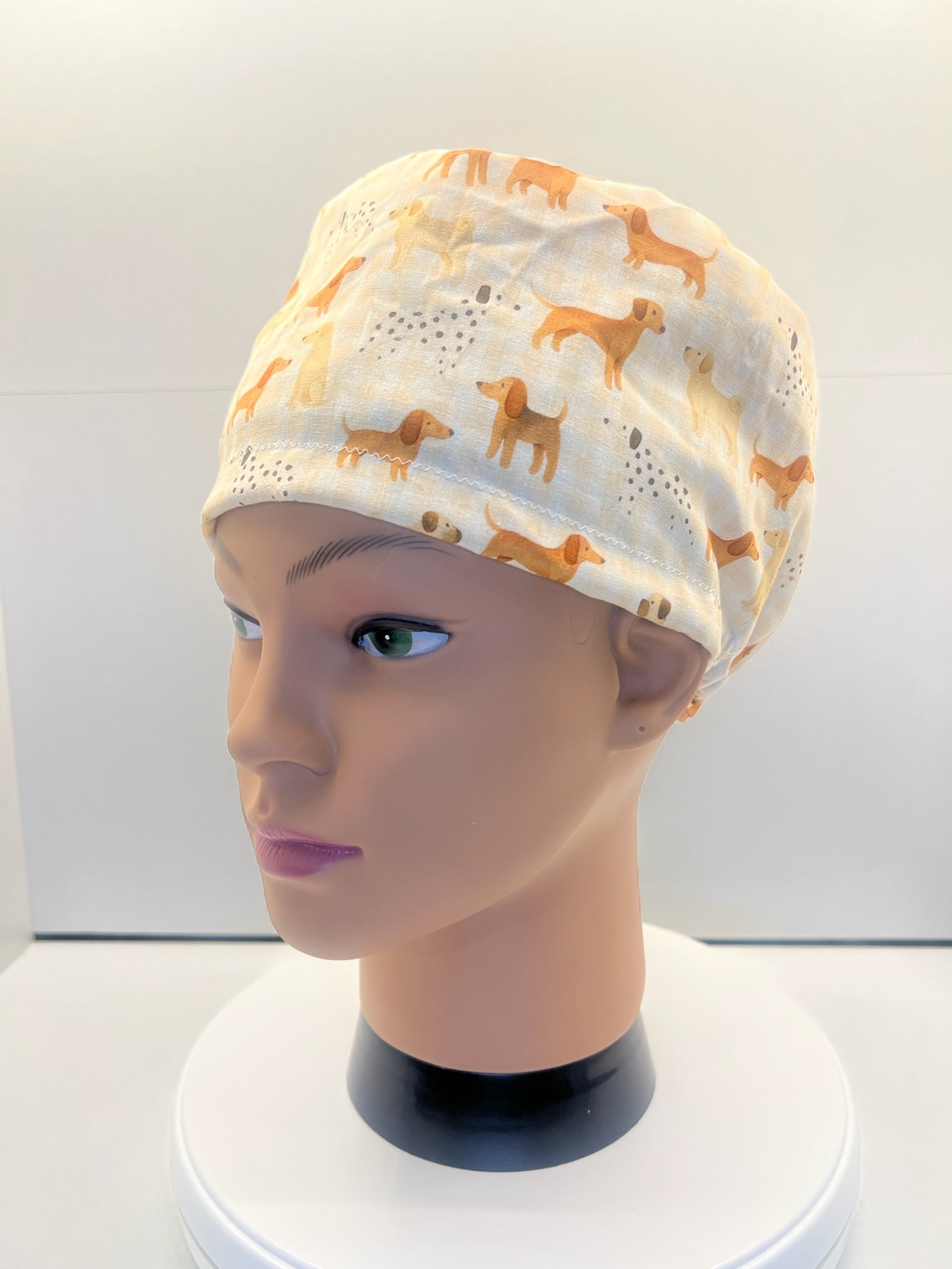 Playful Pups Cotton Theatre Scrub Hat/Cap, Optional Satin Lining
