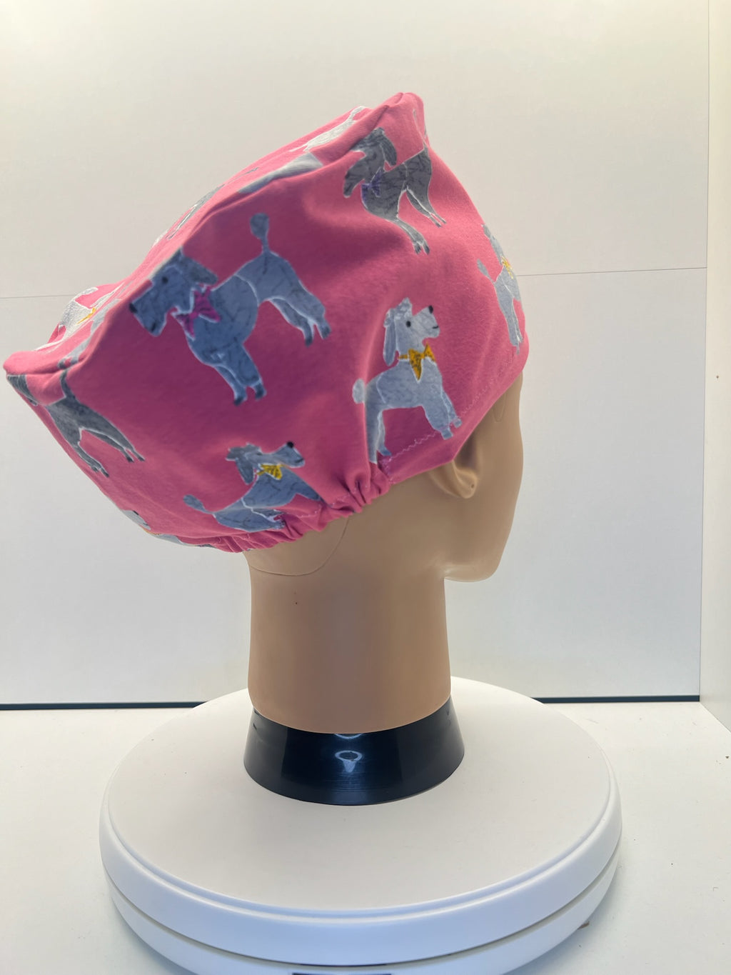 Pink Pooches Dog Jersey Fabric Theatre Scrub Cap / Hat.  UK Handmade