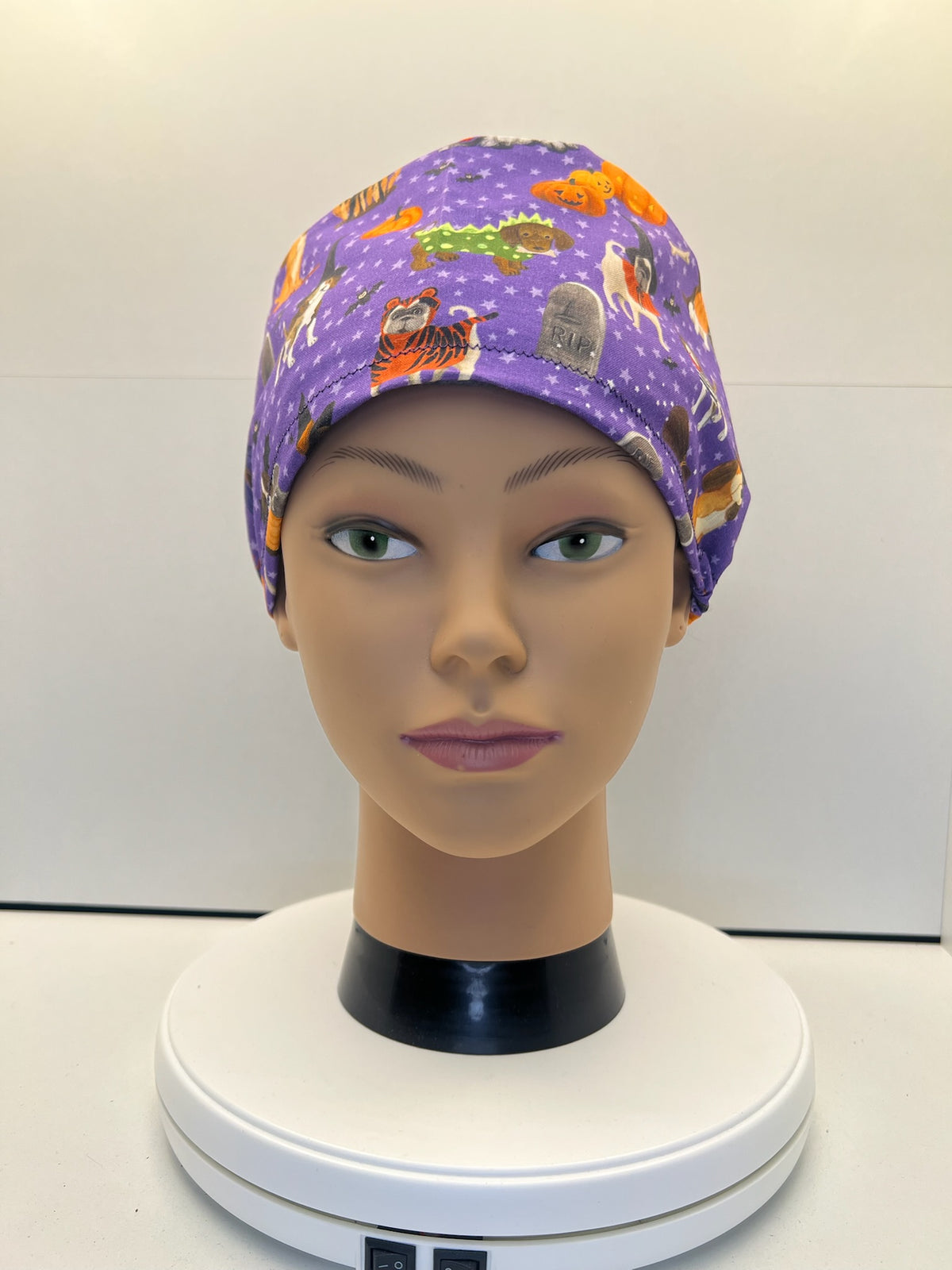 Halloween Hounds 100% Cotton Theatre Scrub Hat/Cap.  Optional Satin lining