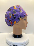 Halloween Hounds 100% Cotton Theatre Scrub Hat/Cap.  Optional Satin lining