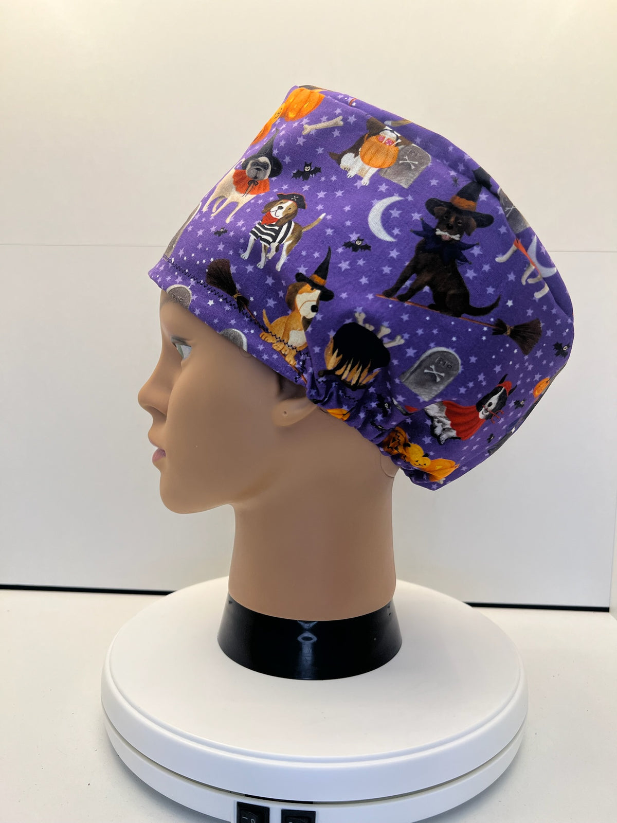 Halloween Hounds 100% Cotton Theatre Scrub Hat/Cap.  Optional Satin lining