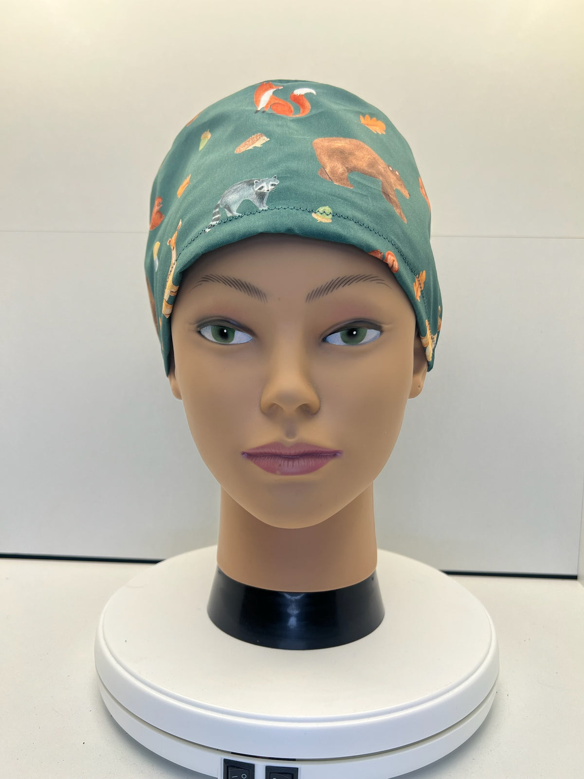 Woodland Wanderers Autumn 100% Cotton Theatre Scrub Hat/Cap.  Optional Satin lining