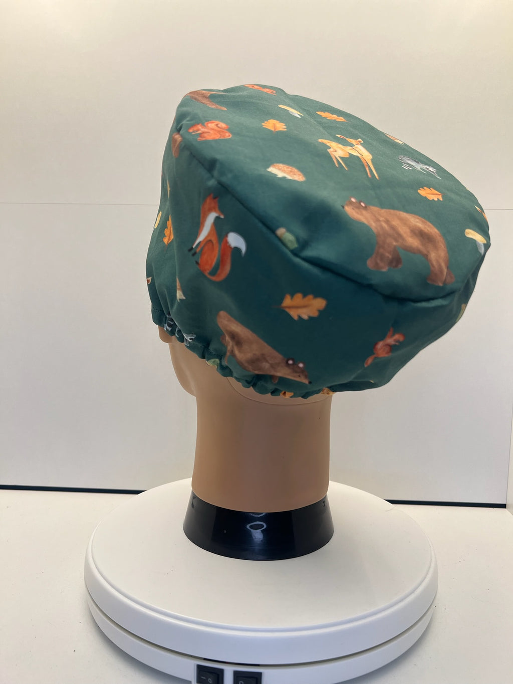 Woodland Wanderers Autumn 100% Cotton Theatre Scrub Hat/Cap.  Optional Satin lining