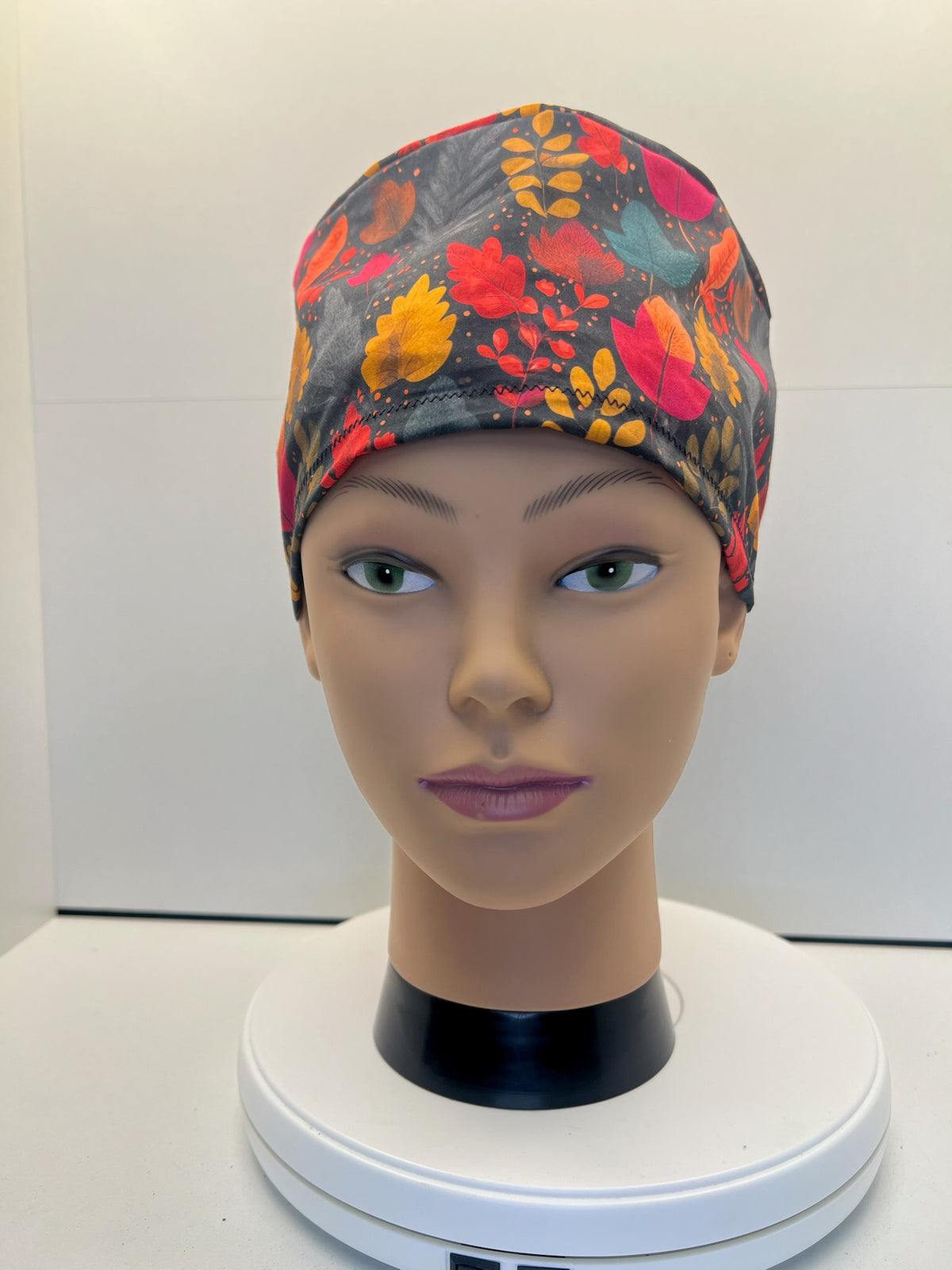 Falling Leaves Autumn 100% Cotton Theatre Scrub Hat/Cap.  Optional Satin lining