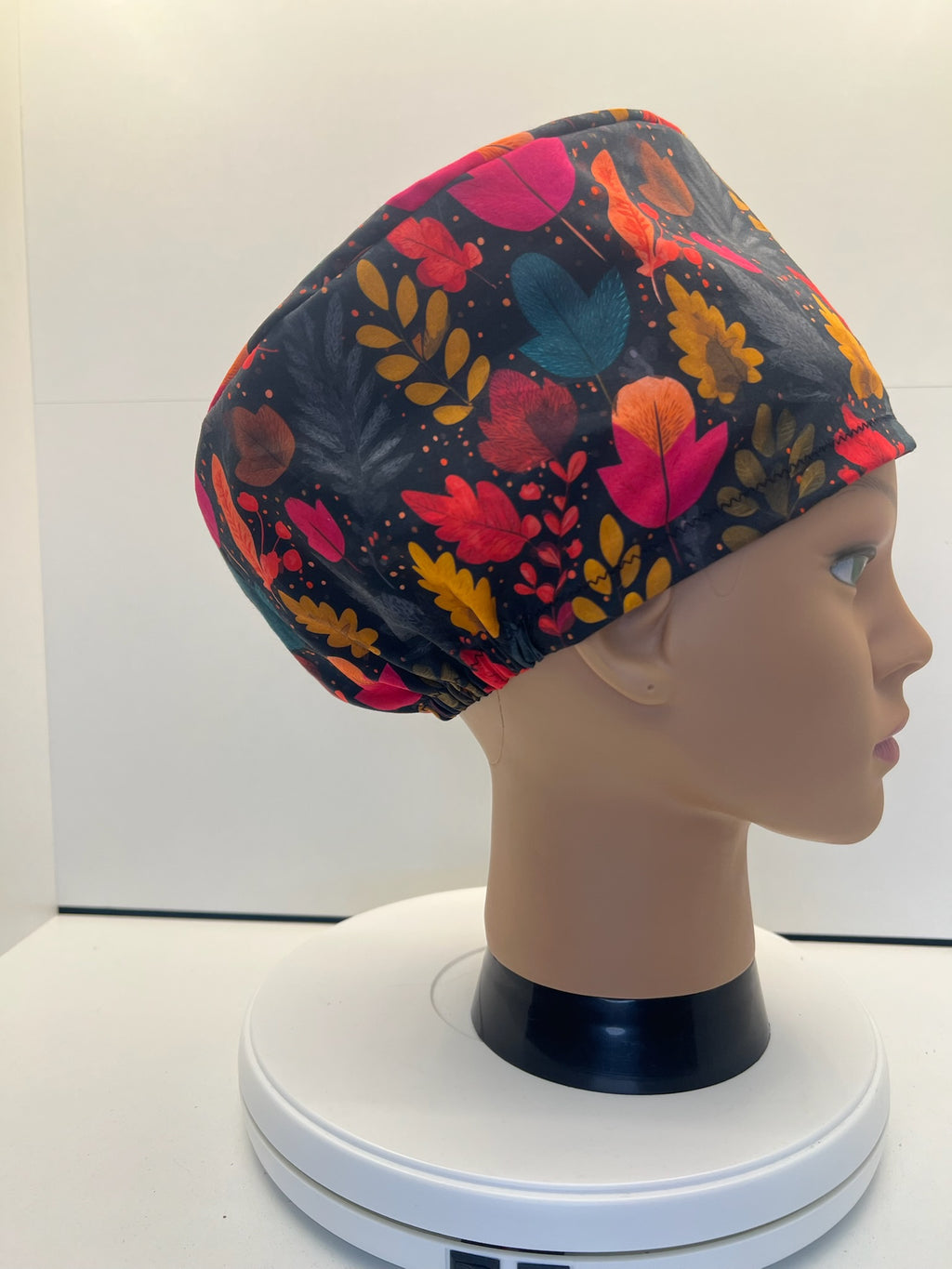 Falling Leaves Autumn 100% Cotton Theatre Scrub Hat/Cap.  Optional Satin lining