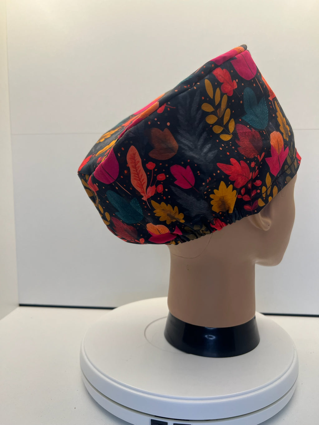 Falling Leaves Autumn 100% Cotton Theatre Scrub Hat/Cap.  Optional Satin lining