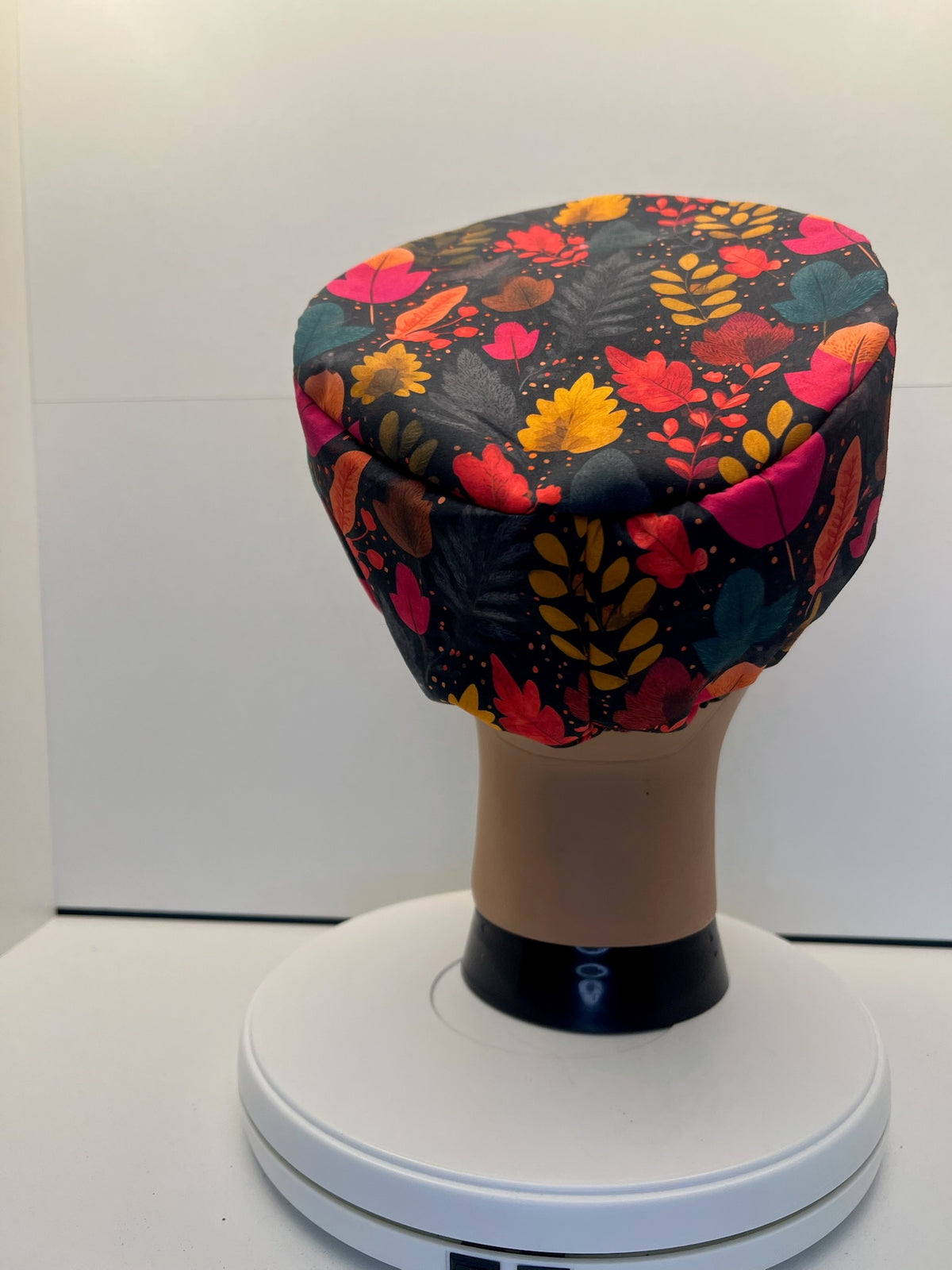 Falling Leaves Autumn 100% Cotton Theatre Scrub Hat/Cap.  Optional Satin lining