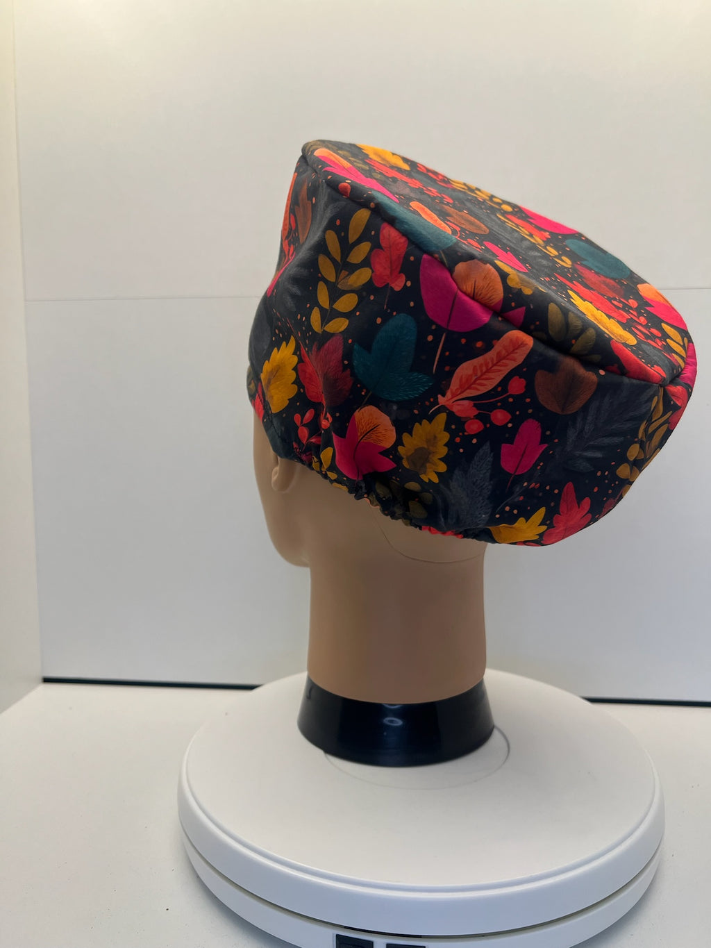 Falling Leaves Autumn 100% Cotton Theatre Scrub Hat/Cap.  Optional Satin lining