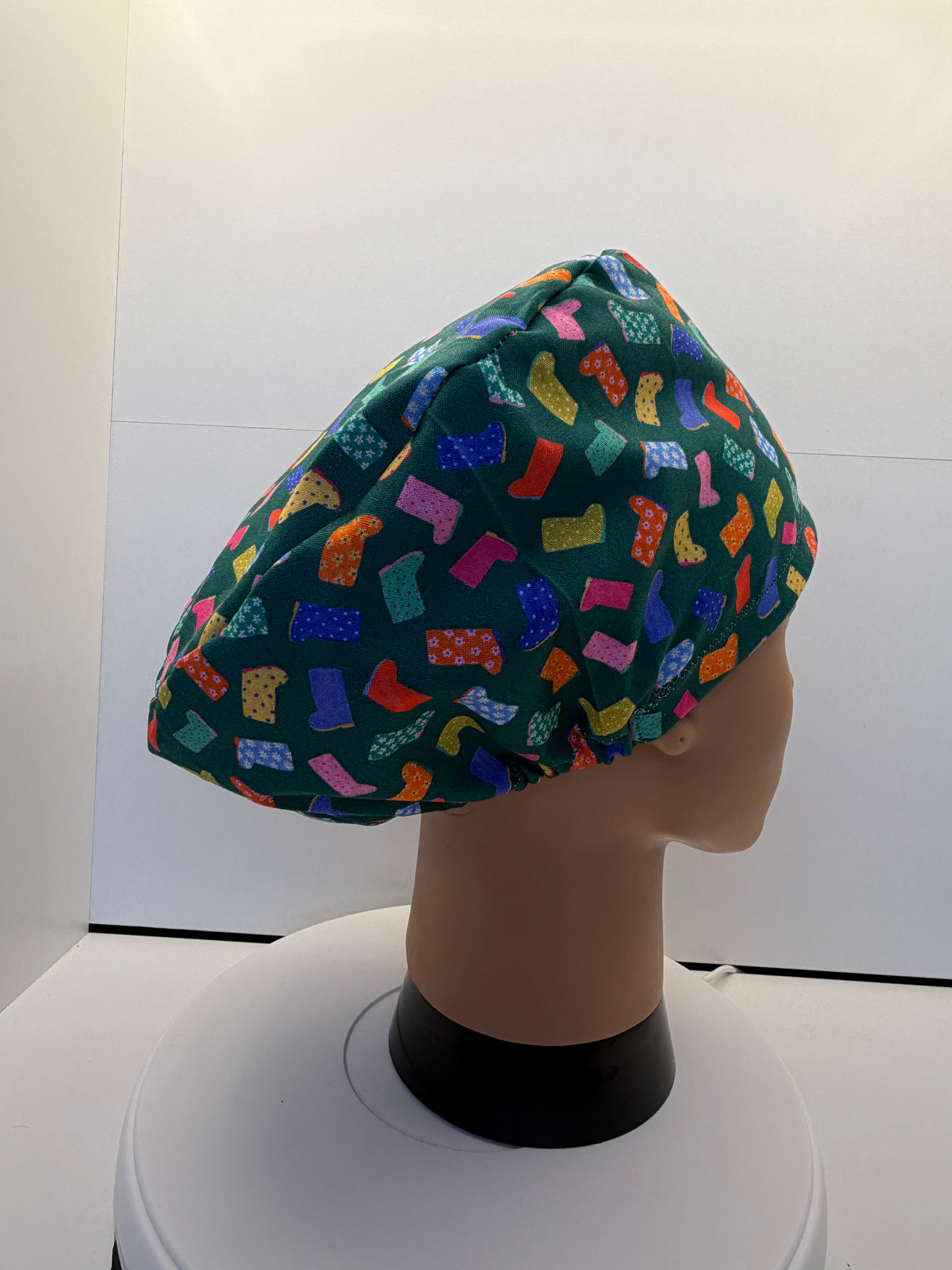 Rainbow Wellies 100% Cotton Scrub Cap/Theatre Hat - UK Handmade