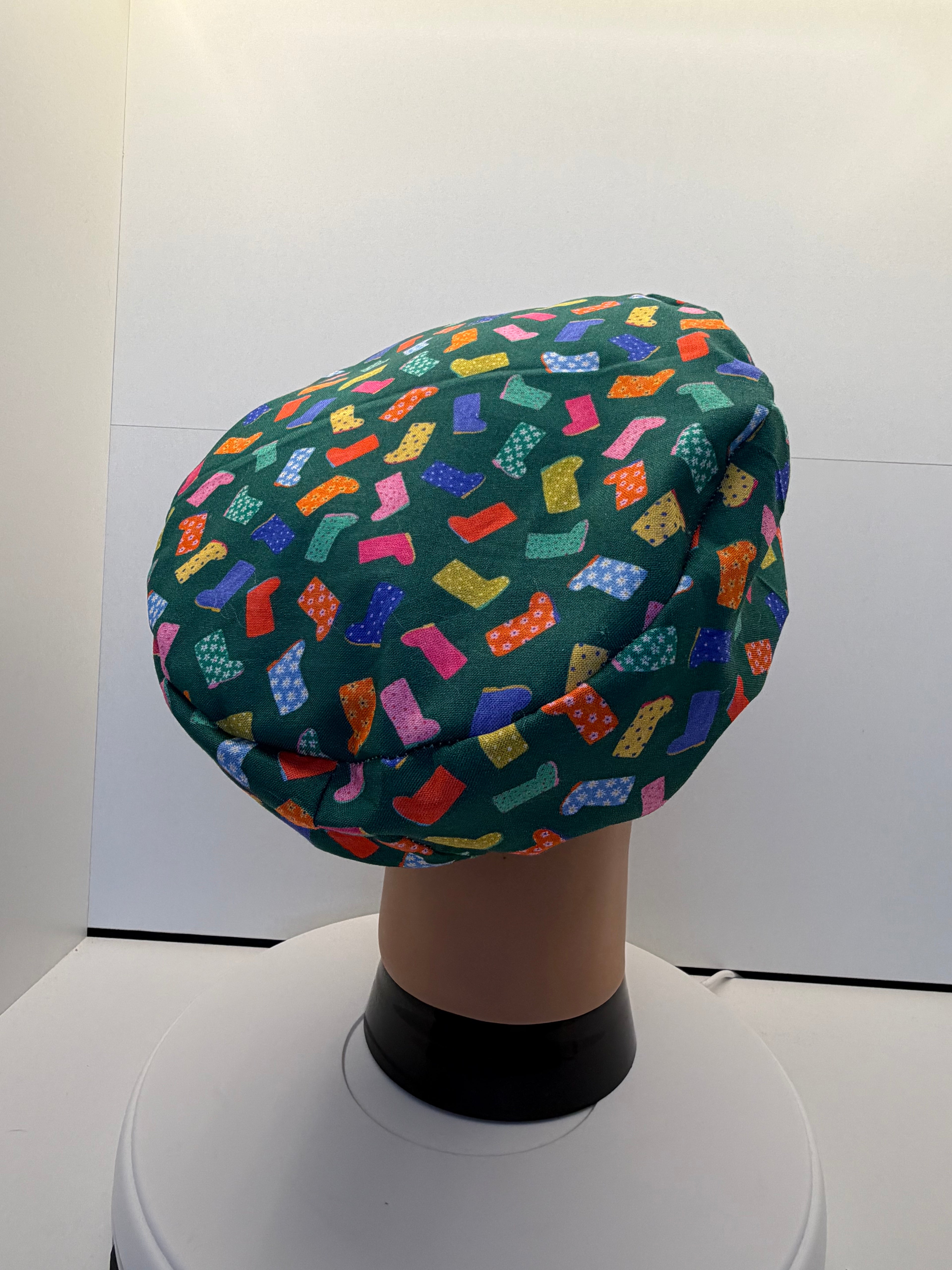 Rainbow Wellies 100% Cotton Scrub Cap/Theatre Hat - UK Handmade