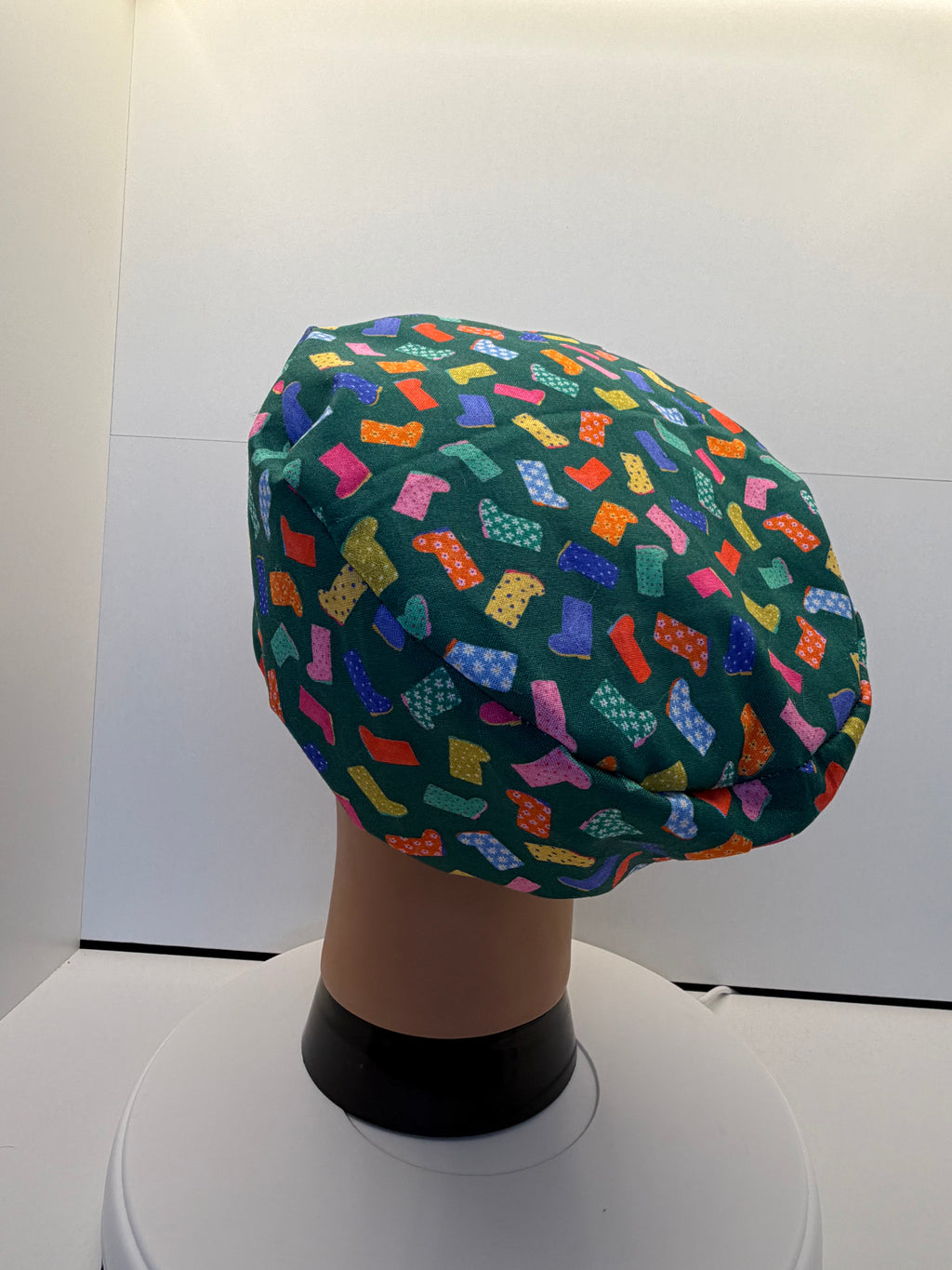 Rainbow Wellies 100% Cotton Scrub Cap/Theatre Hat - UK Handmade
